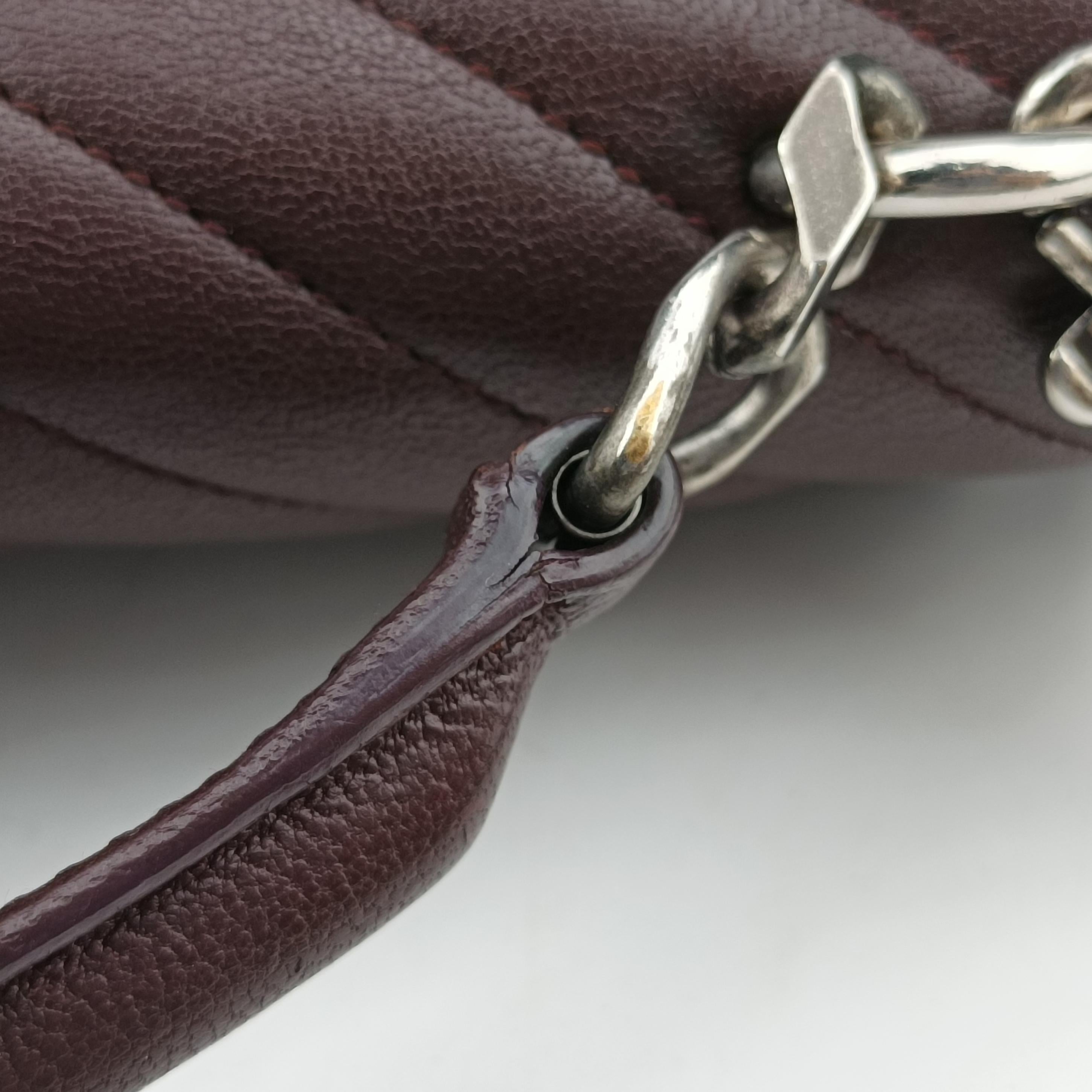 Pre-owned Yves Saint Laurent COLLEGE Burgundy Leather 428056 shoulderbag | stylenewstar
