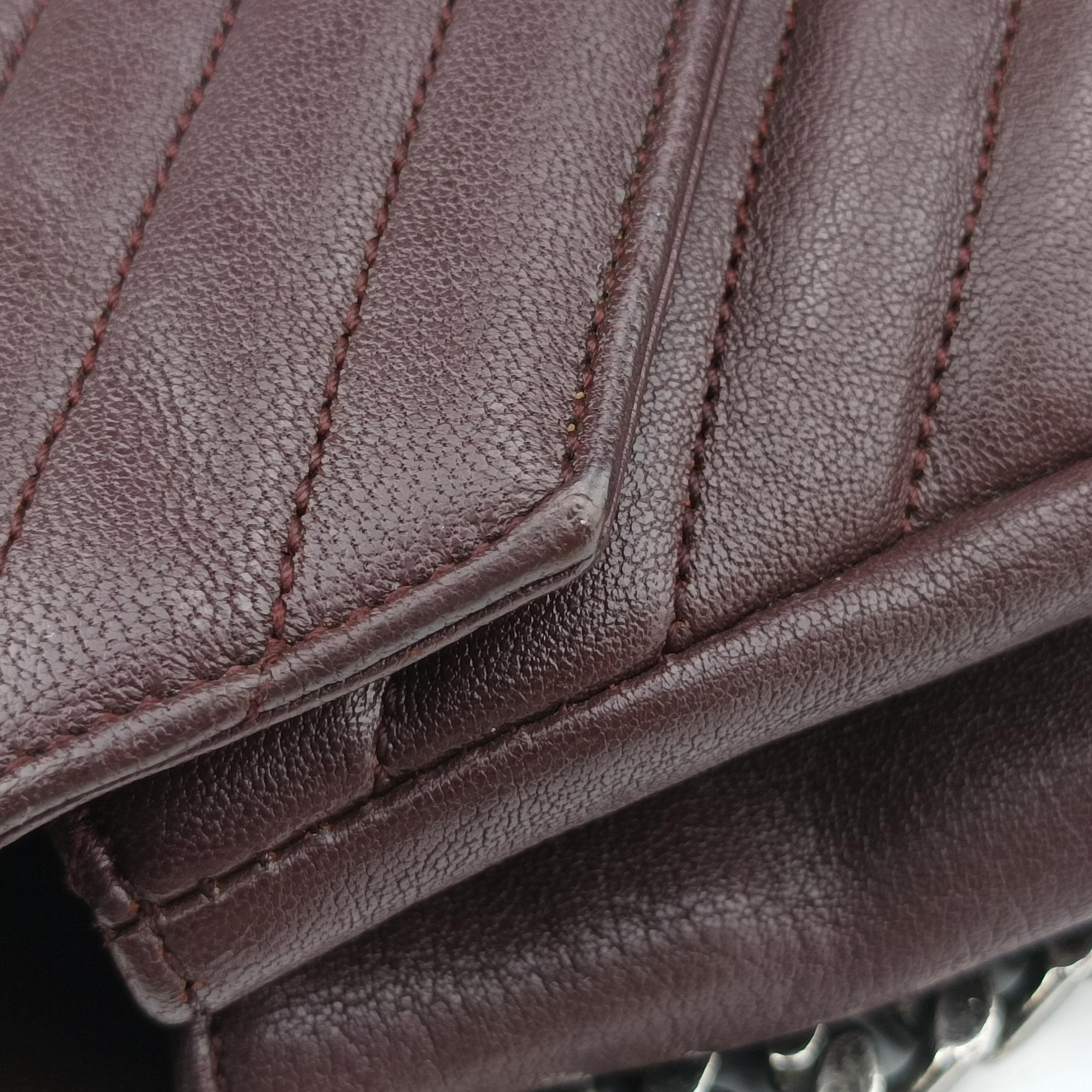 Pre-owned Yves Saint Laurent COLLEGE Burgundy Leather 428056 shoulderbag | stylenewstar