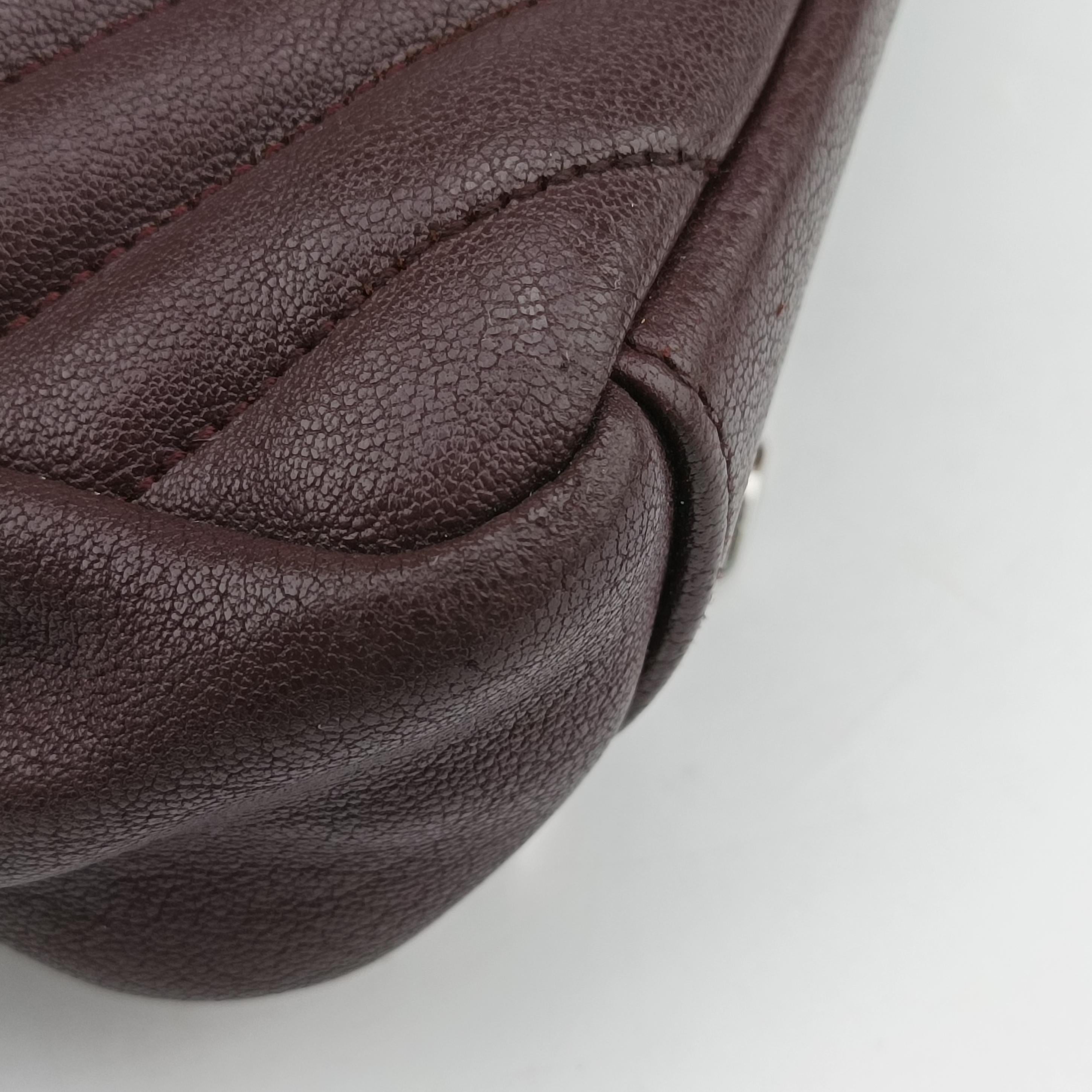 Pre-owned Yves Saint Laurent COLLEGE Burgundy Leather 428056 shoulderbag | stylenewstar