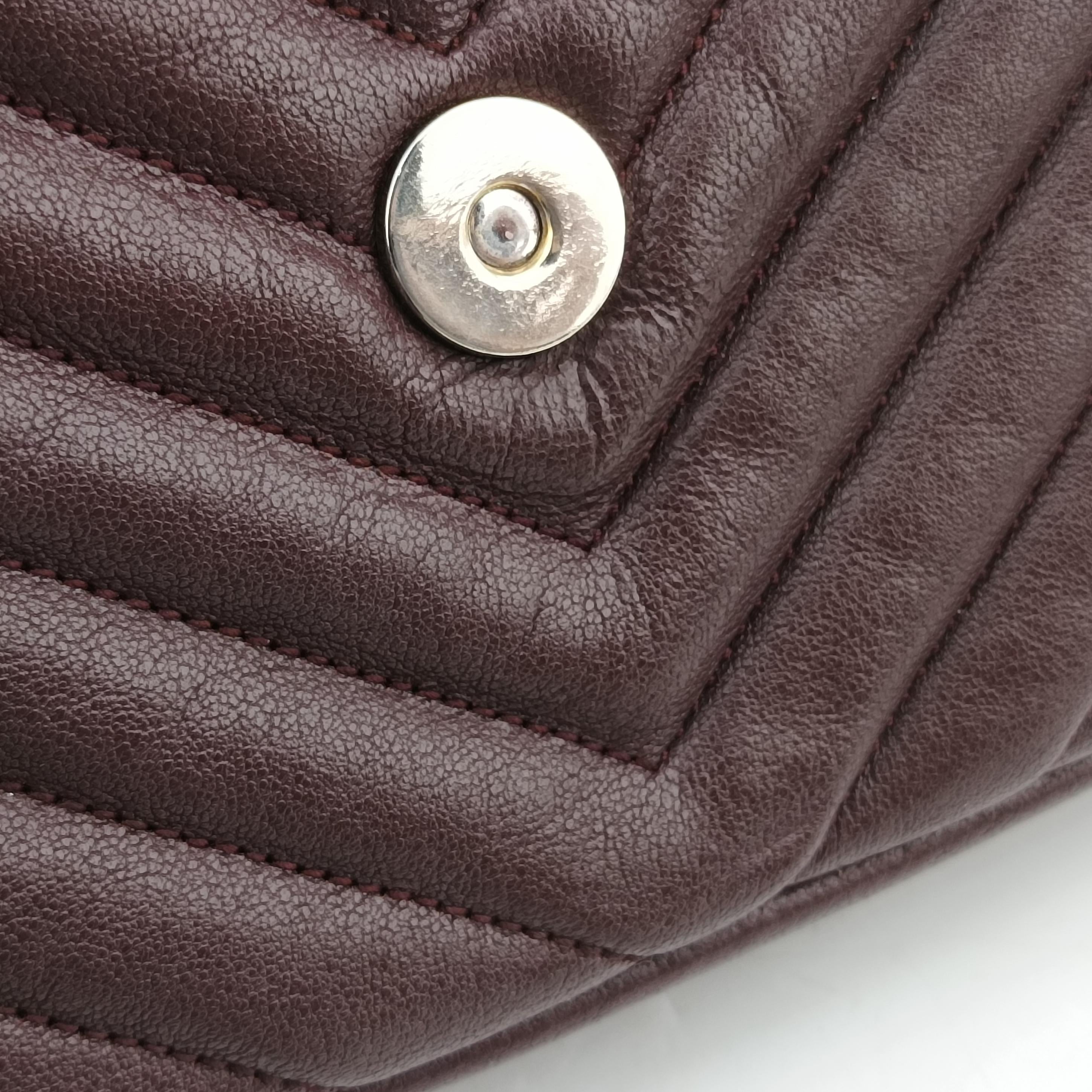 Pre-owned Yves Saint Laurent COLLEGE Burgundy Leather 428056 shoulderbag | stylenewstar