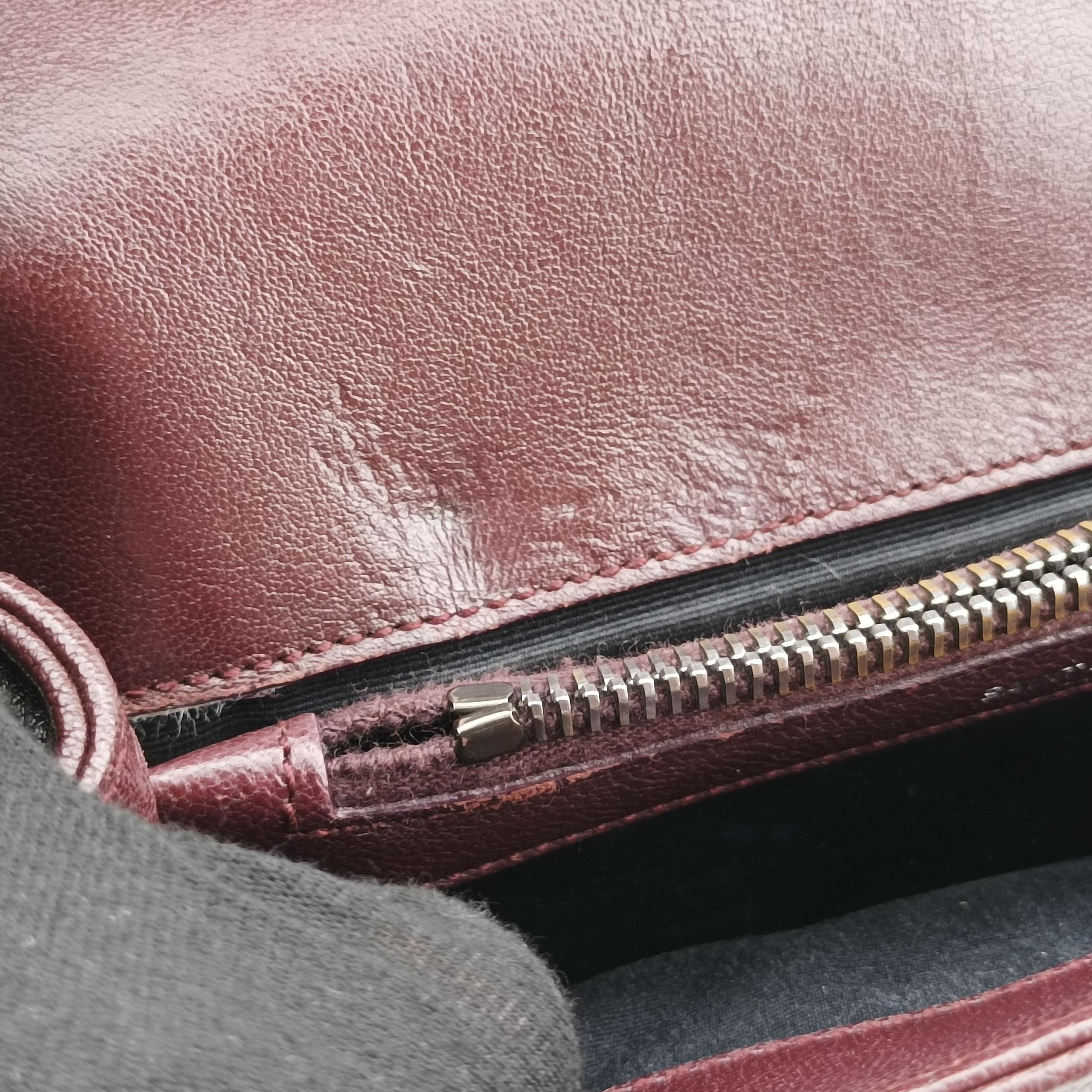 Pre-owned Yves Saint Laurent COLLEGE Burgundy Leather 428056 shoulderbag | stylenewstar