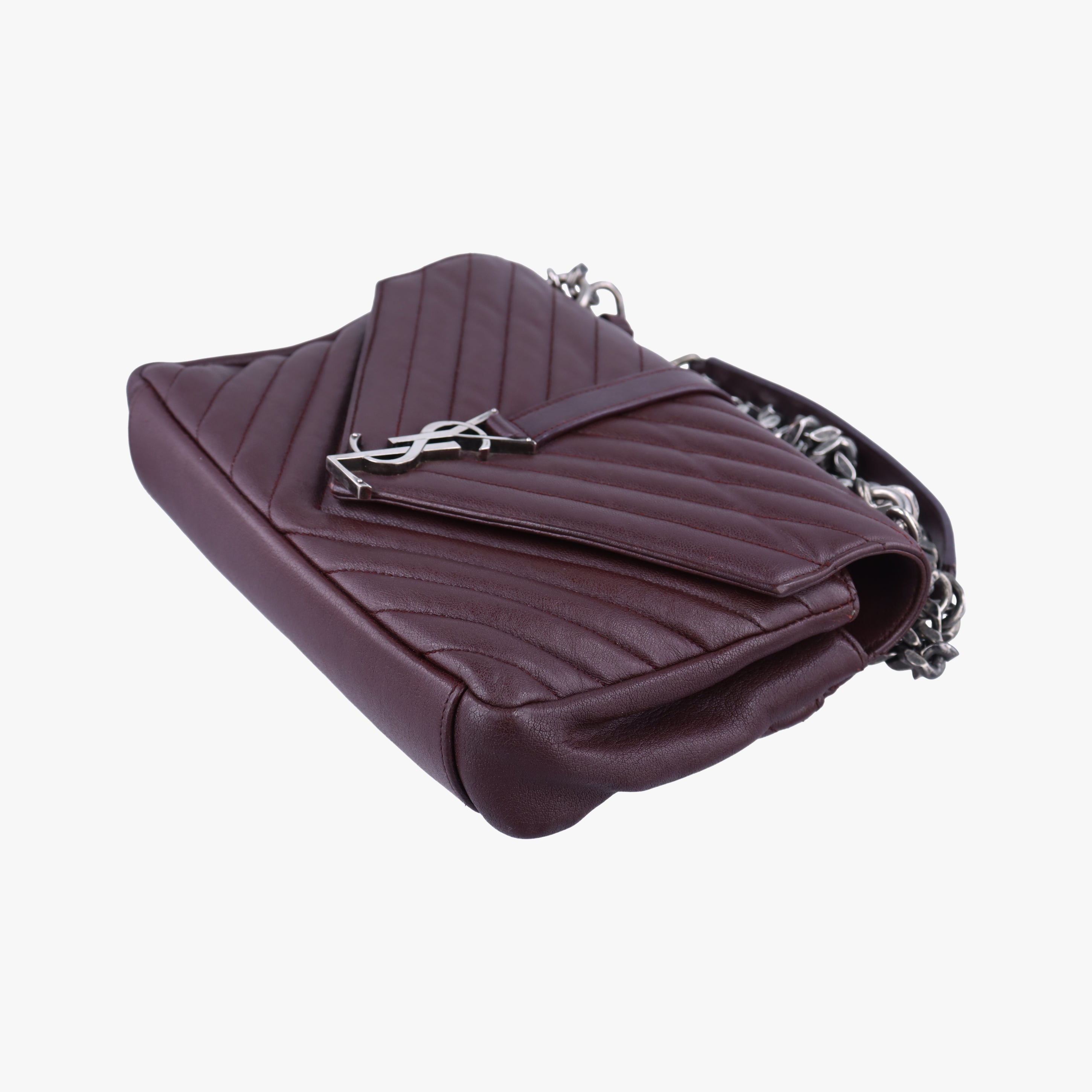 Pre-owned Yves Saint Laurent COLLEGE Burgundy Leather 428056 shoulderbag | stylenewstar