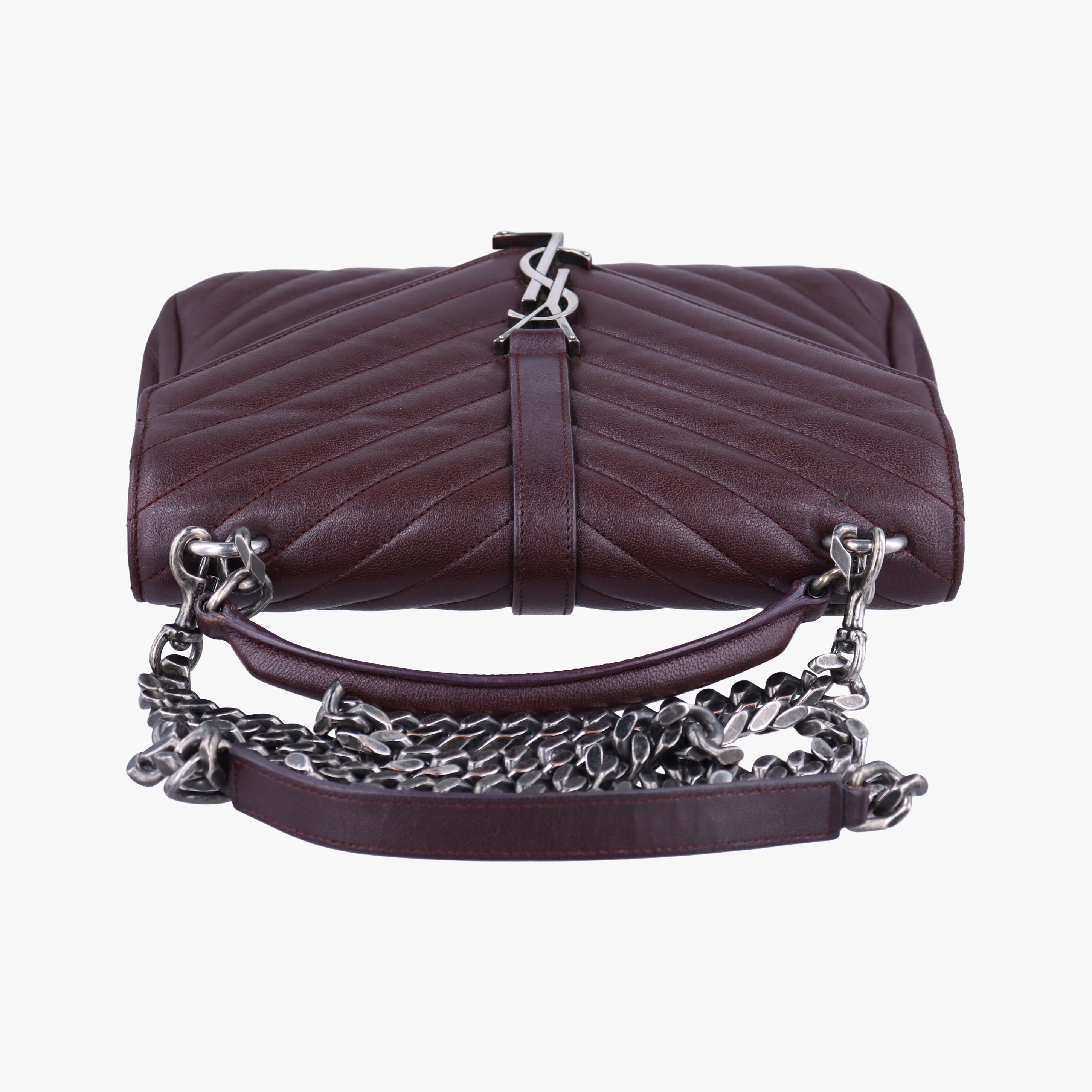 Pre-owned Yves Saint Laurent COLLEGE Burgundy Leather 428056 shoulderbag | stylenewstar