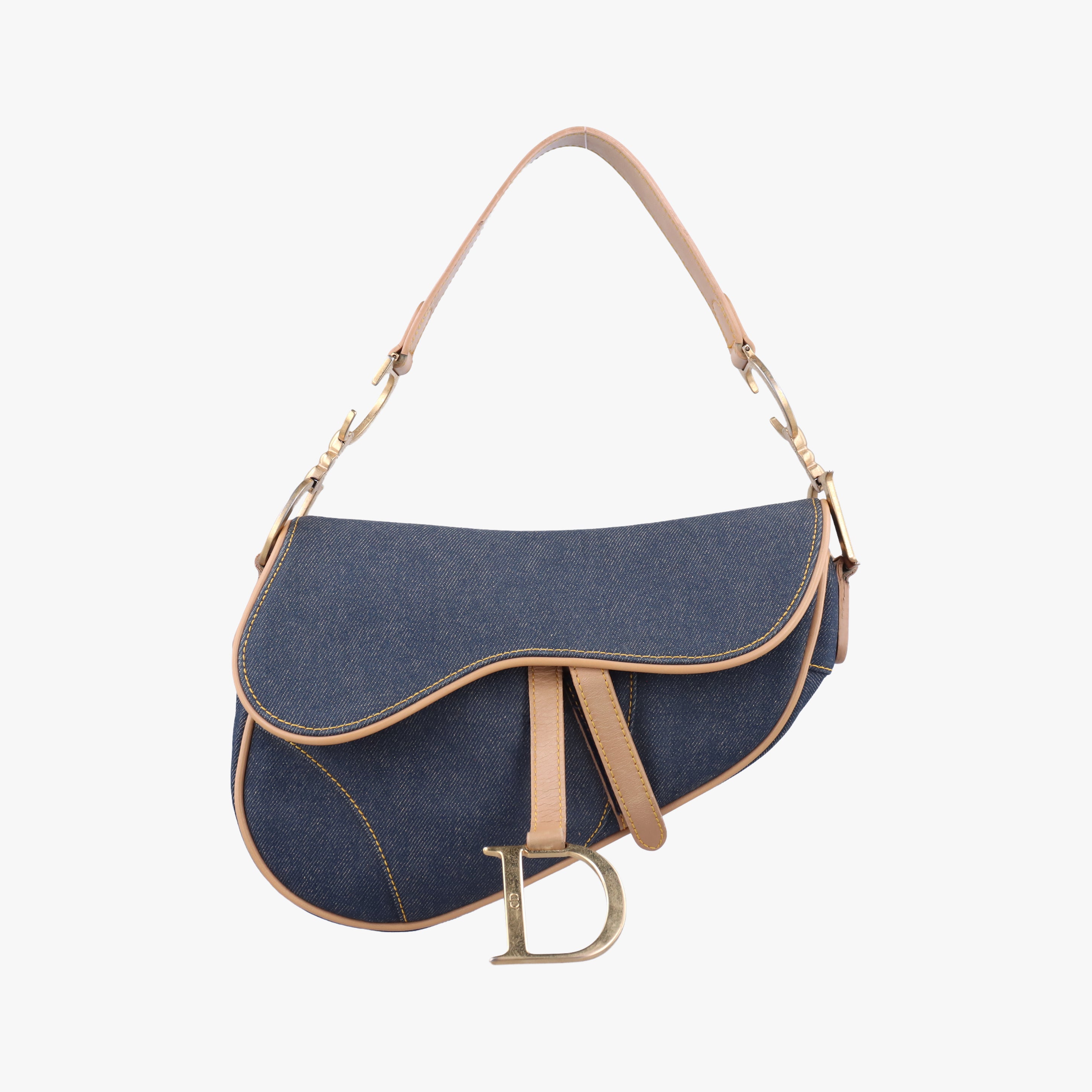 Pre-owned Christian Dior Saddlebags Blue Denim  handbag | stylenewstar