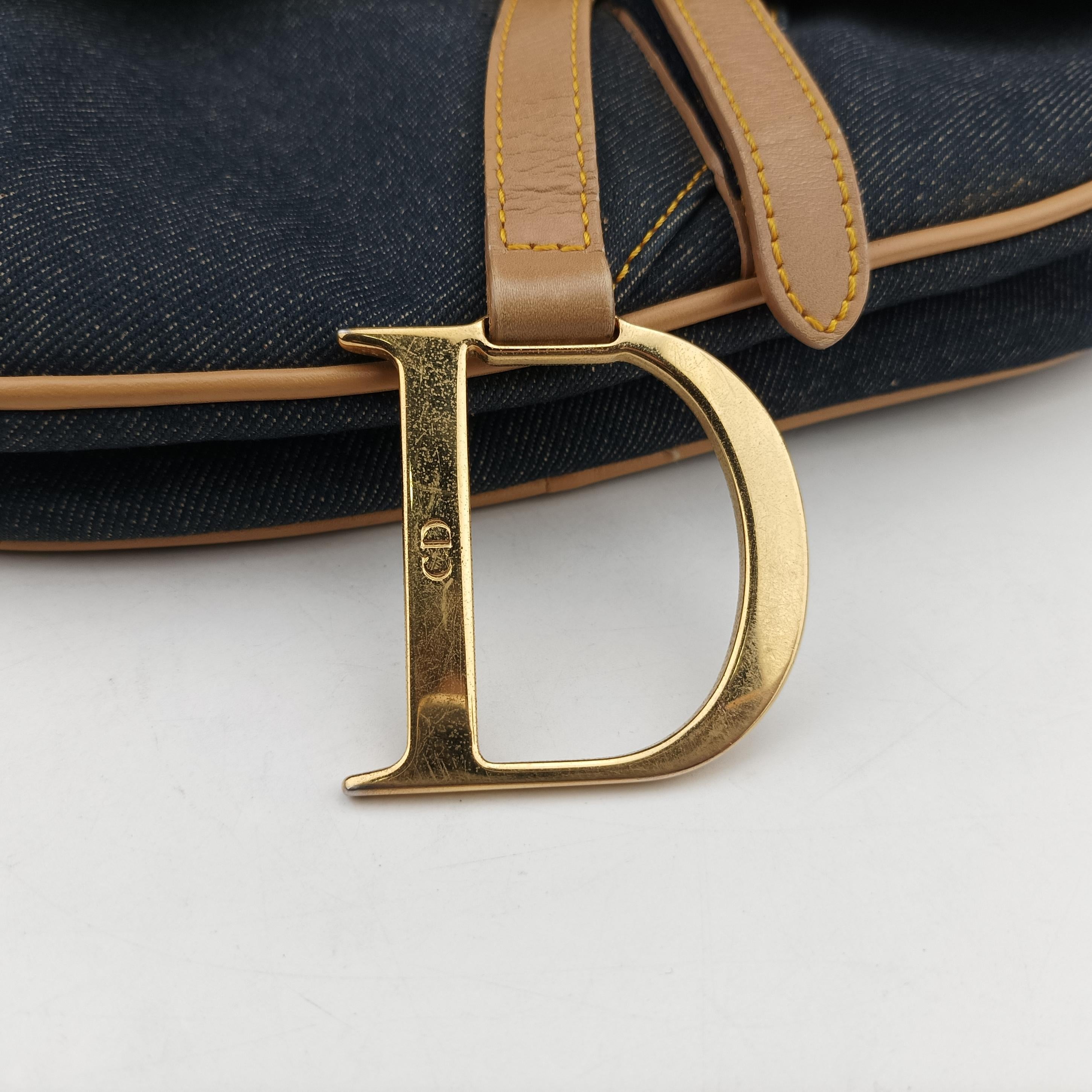Pre-owned Christian Dior Saddlebags Blue Denim  handbag | stylenewstar