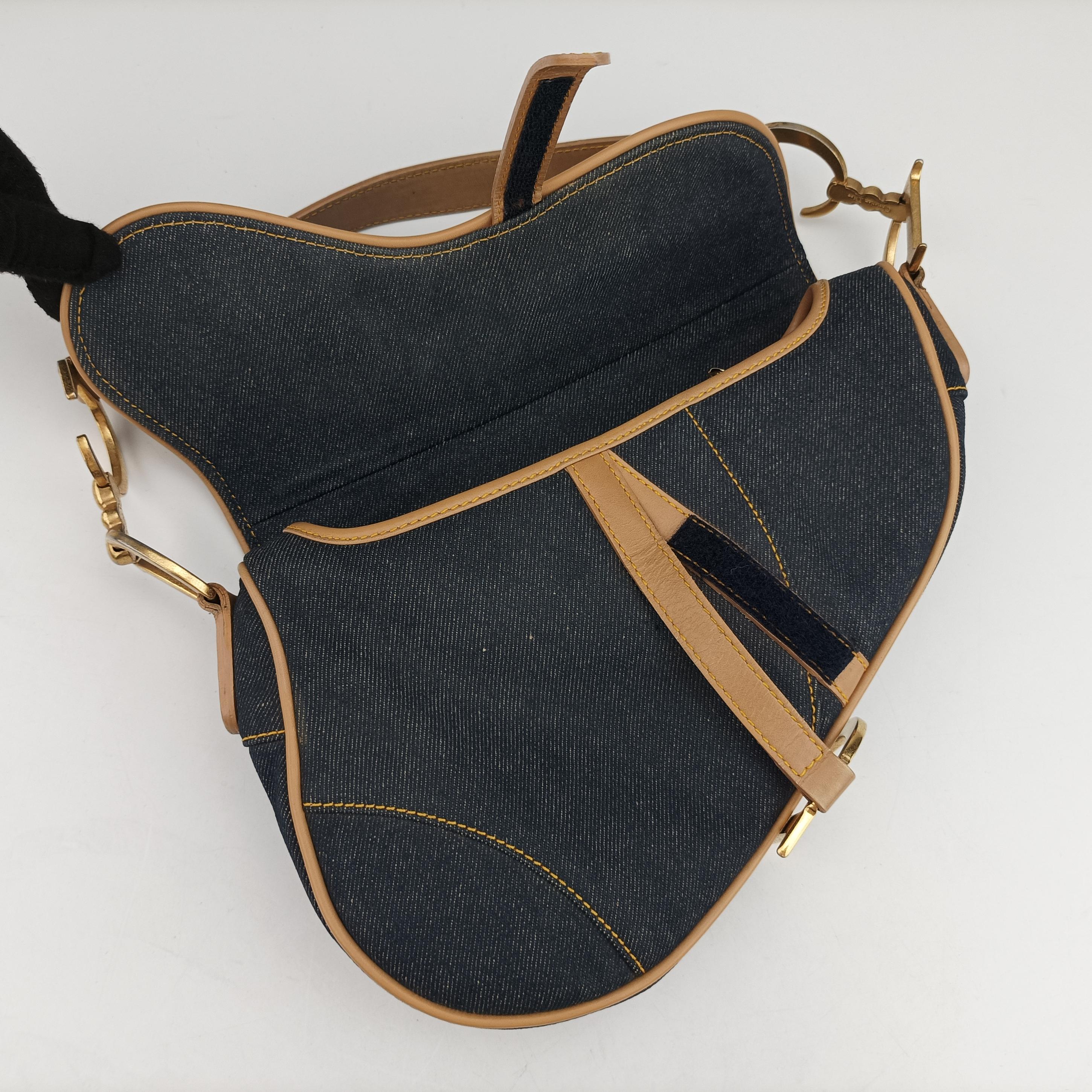 Pre-owned Christian Dior Saddlebags Blue Denim  handbag | stylenewstar
