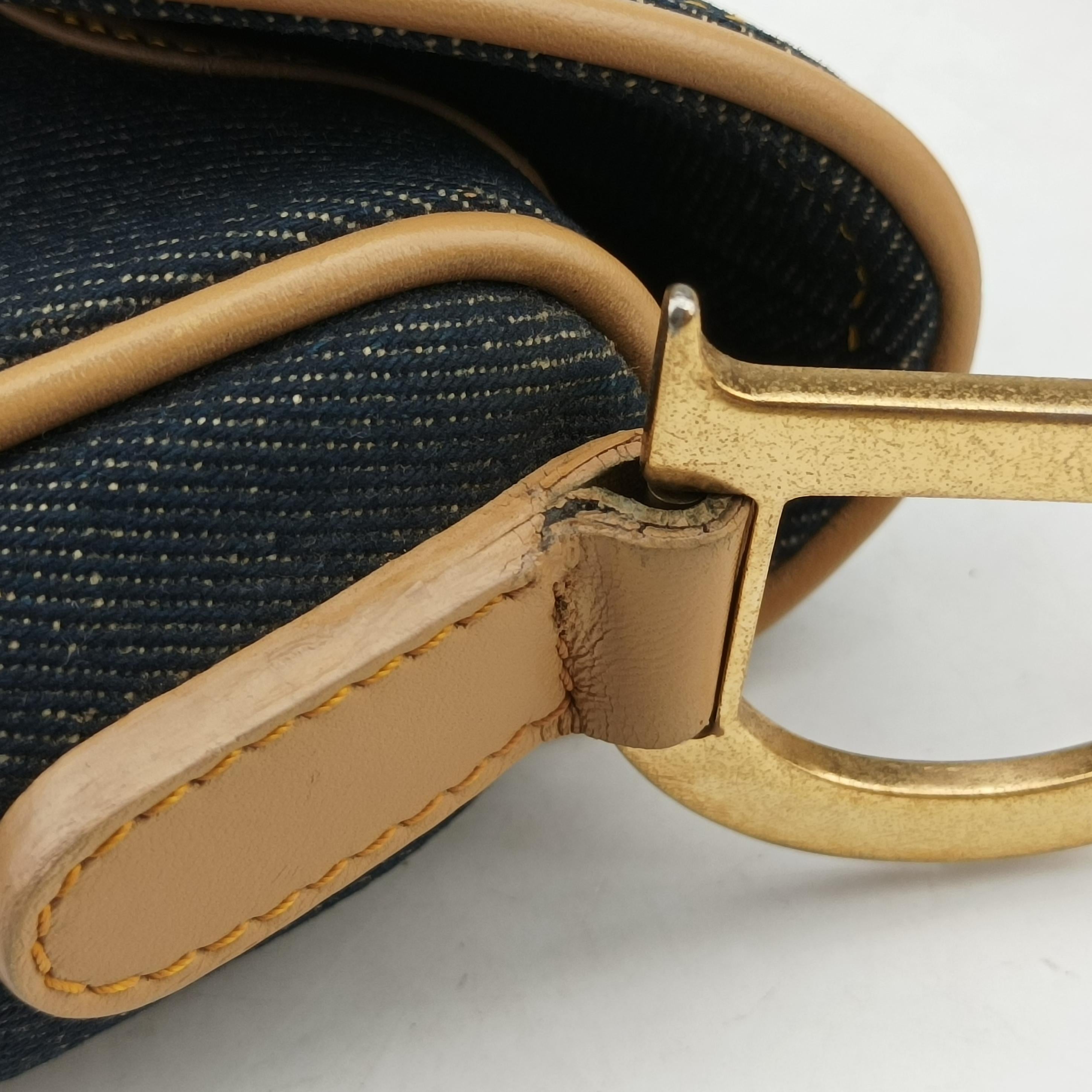 Pre-owned Christian Dior Saddlebags Blue Denim  handbag | stylenewstar