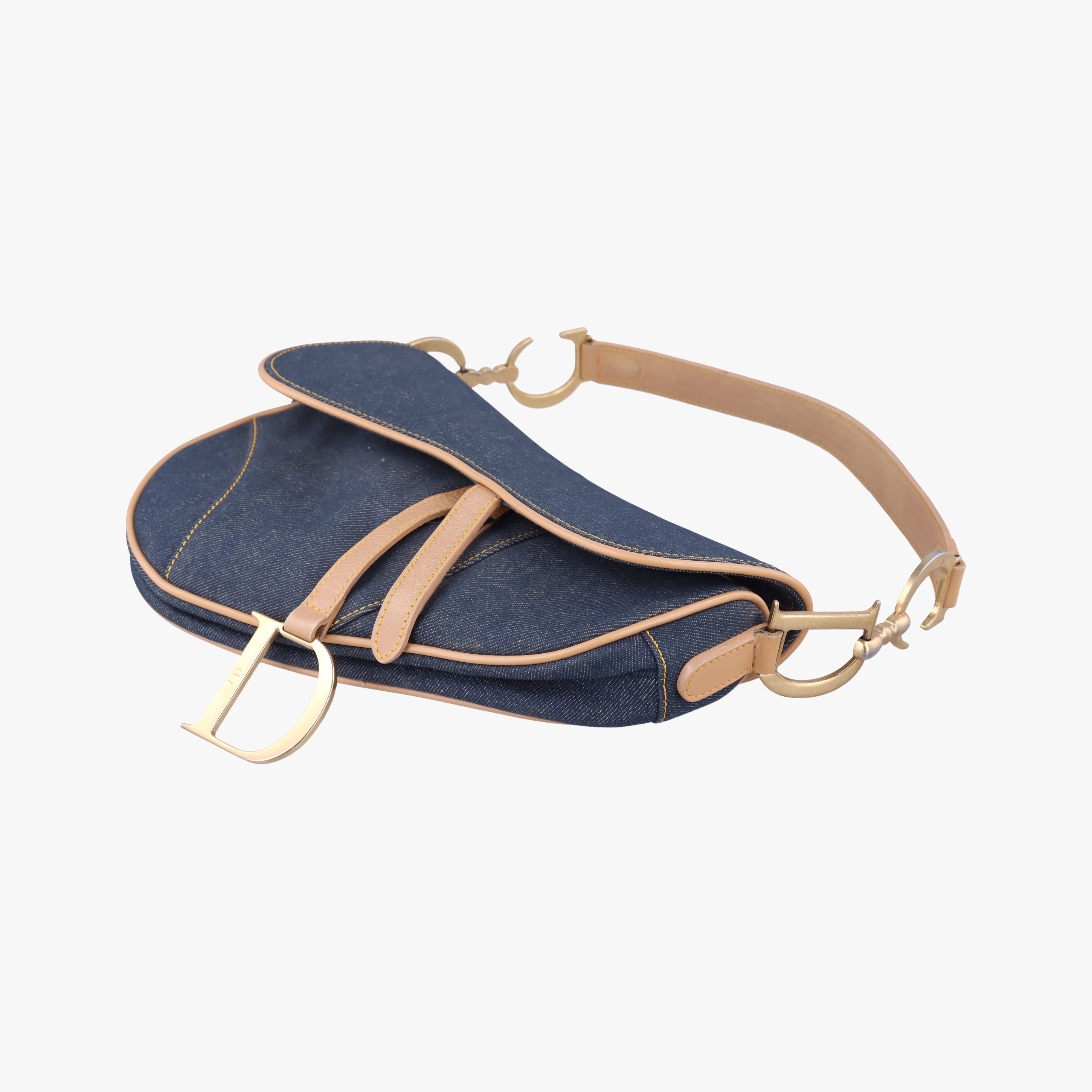 Pre-owned Christian Dior Saddlebags Blue Denim  handbag | stylenewstar
