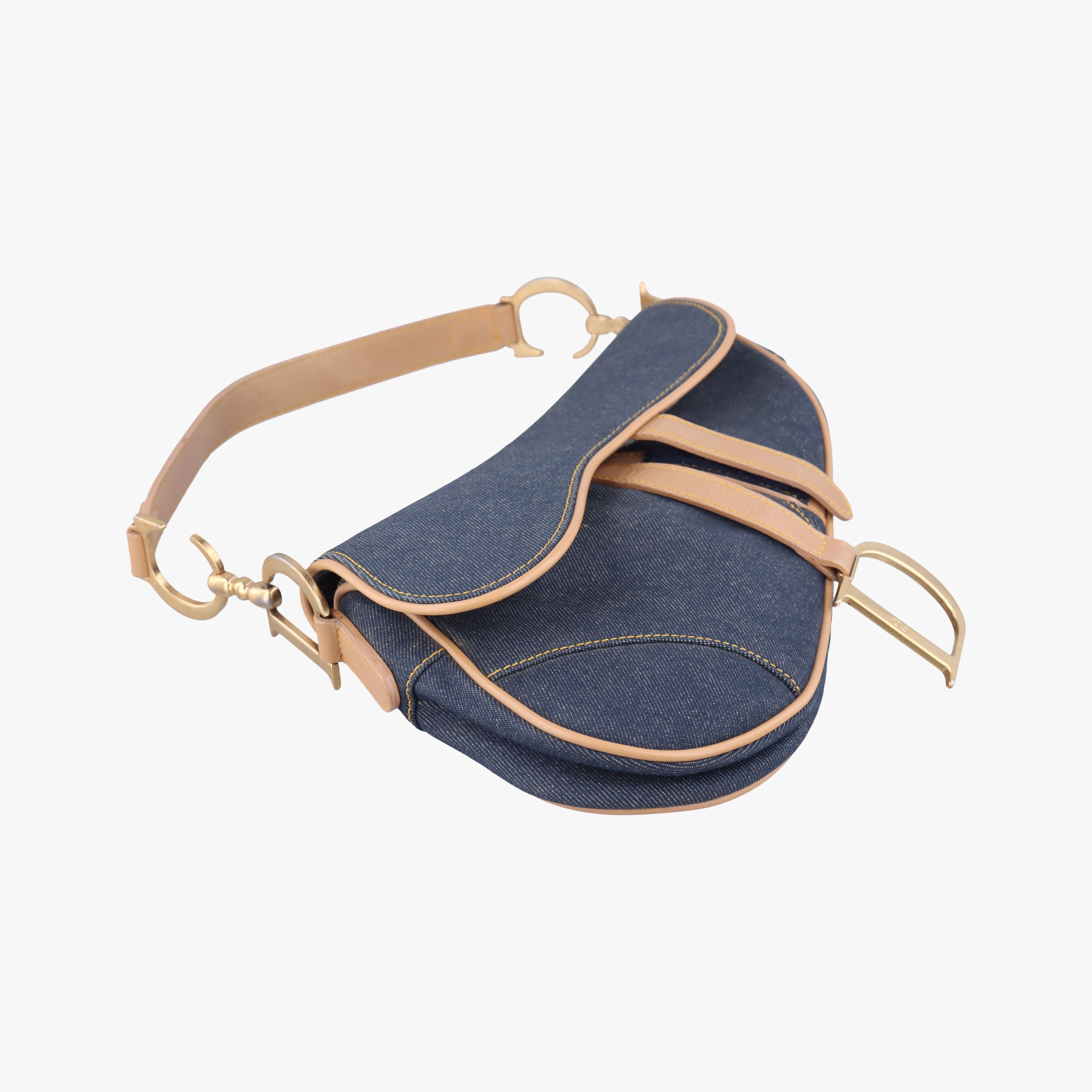 Pre-owned Christian Dior Saddlebags Blue Denim  handbag | stylenewstar