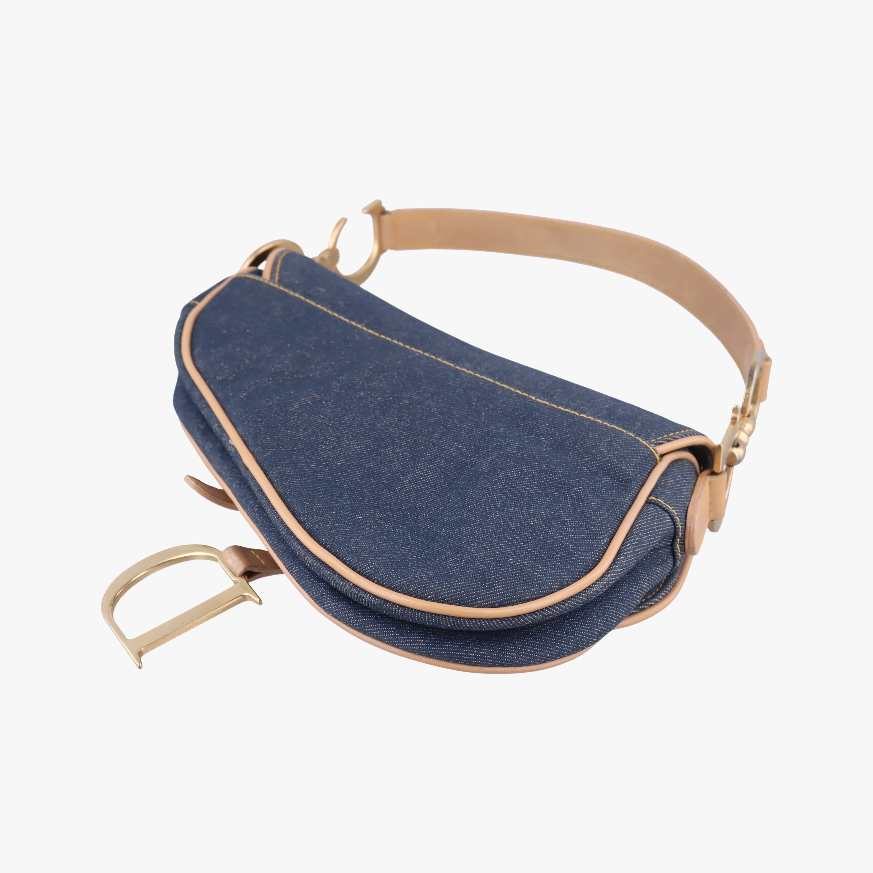 Pre-owned Christian Dior Saddlebags Blue Denim  handbag | stylenewstar