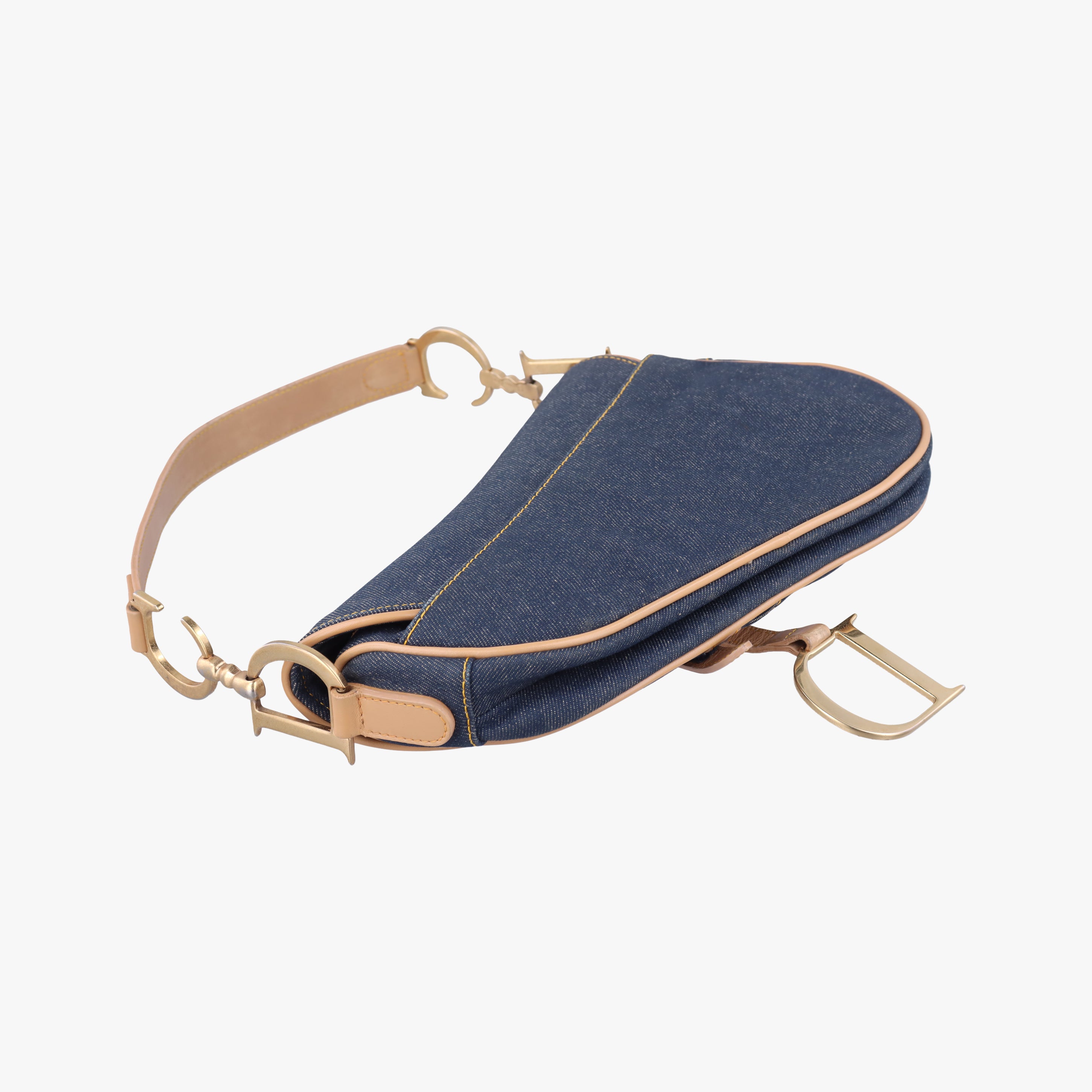 Pre-owned Christian Dior Saddlebags Blue Denim  handbag | stylenewstar