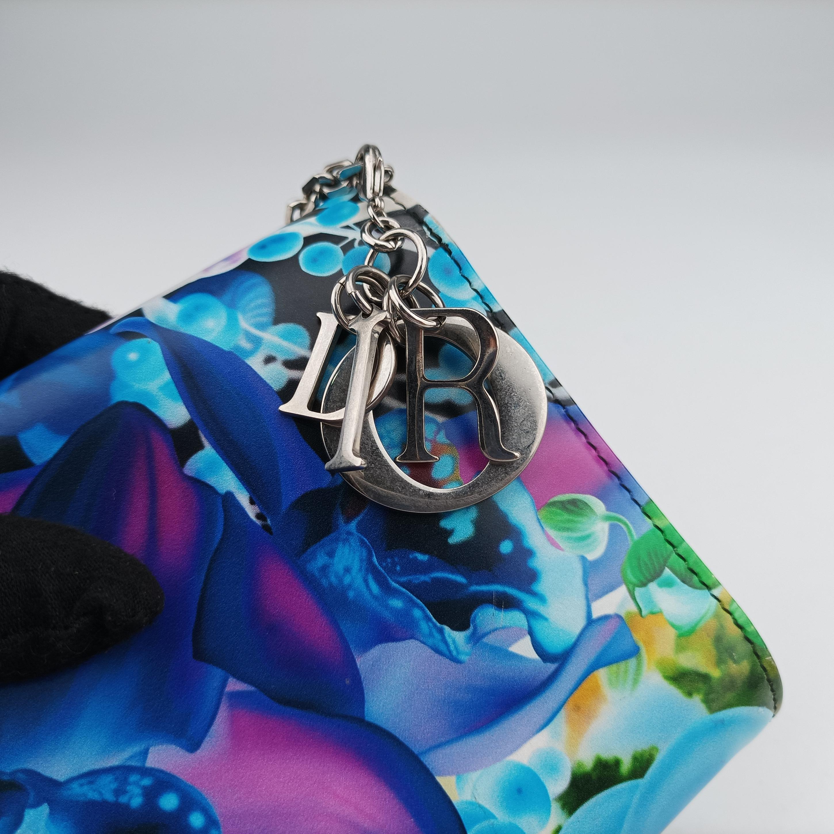 Pre-owned Christian Dior Lady Dior Wallet on Chain Marc Quinn Multicolour patent  shoulderbag | stylenewstar