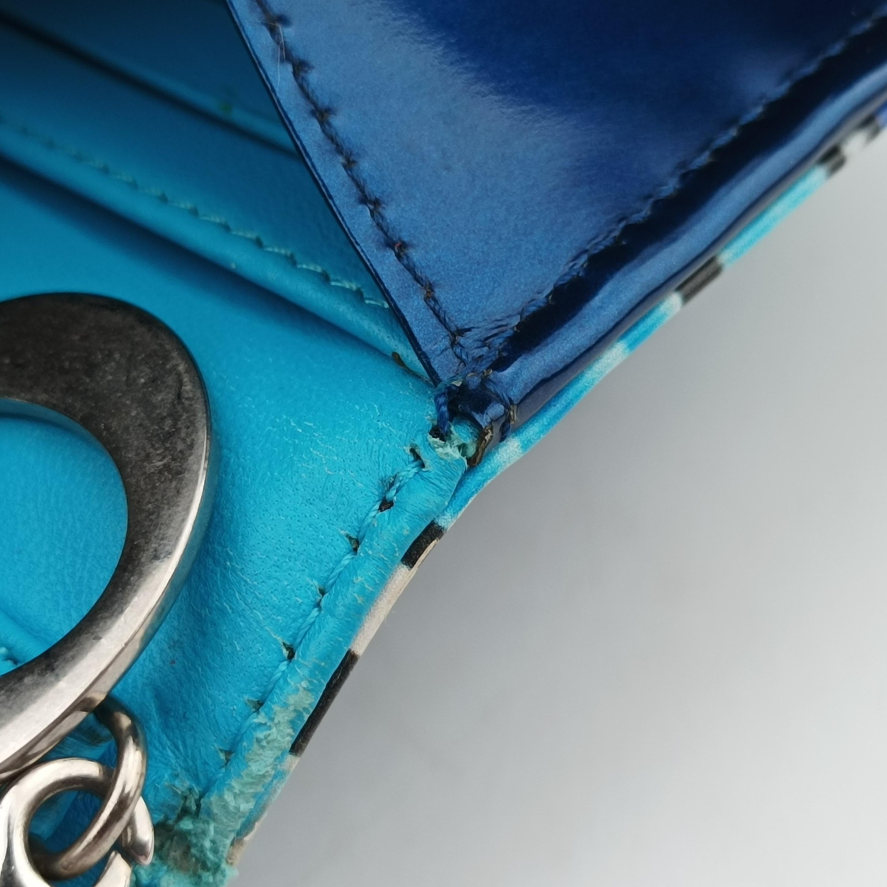 Pre-owned Christian Dior Lady Dior Wallet on Chain Marc Quinn Multicolour patent  shoulderbag | stylenewstar