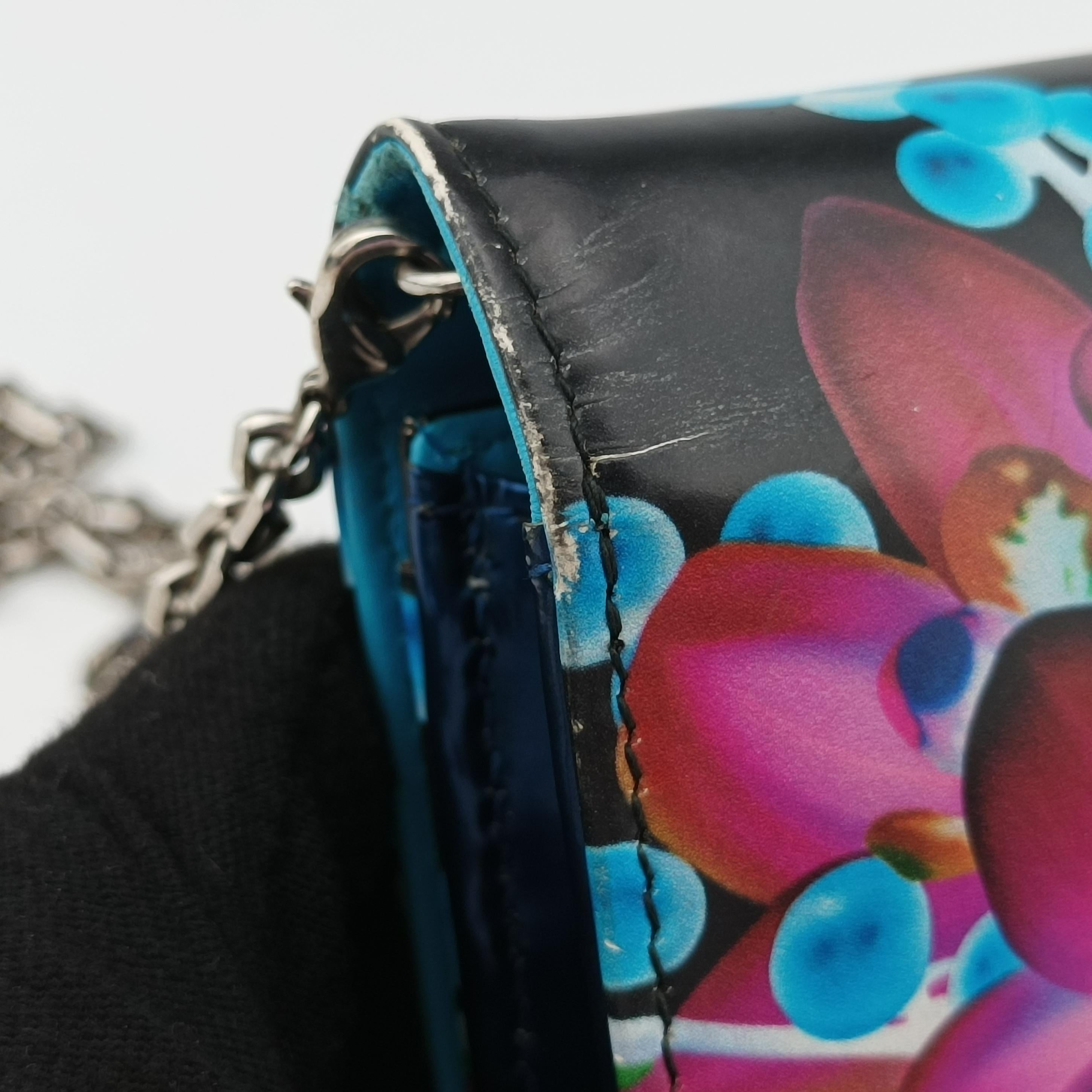 Pre-owned Christian Dior Lady Dior Wallet on Chain Marc Quinn Multicolour patent  shoulderbag | stylenewstar