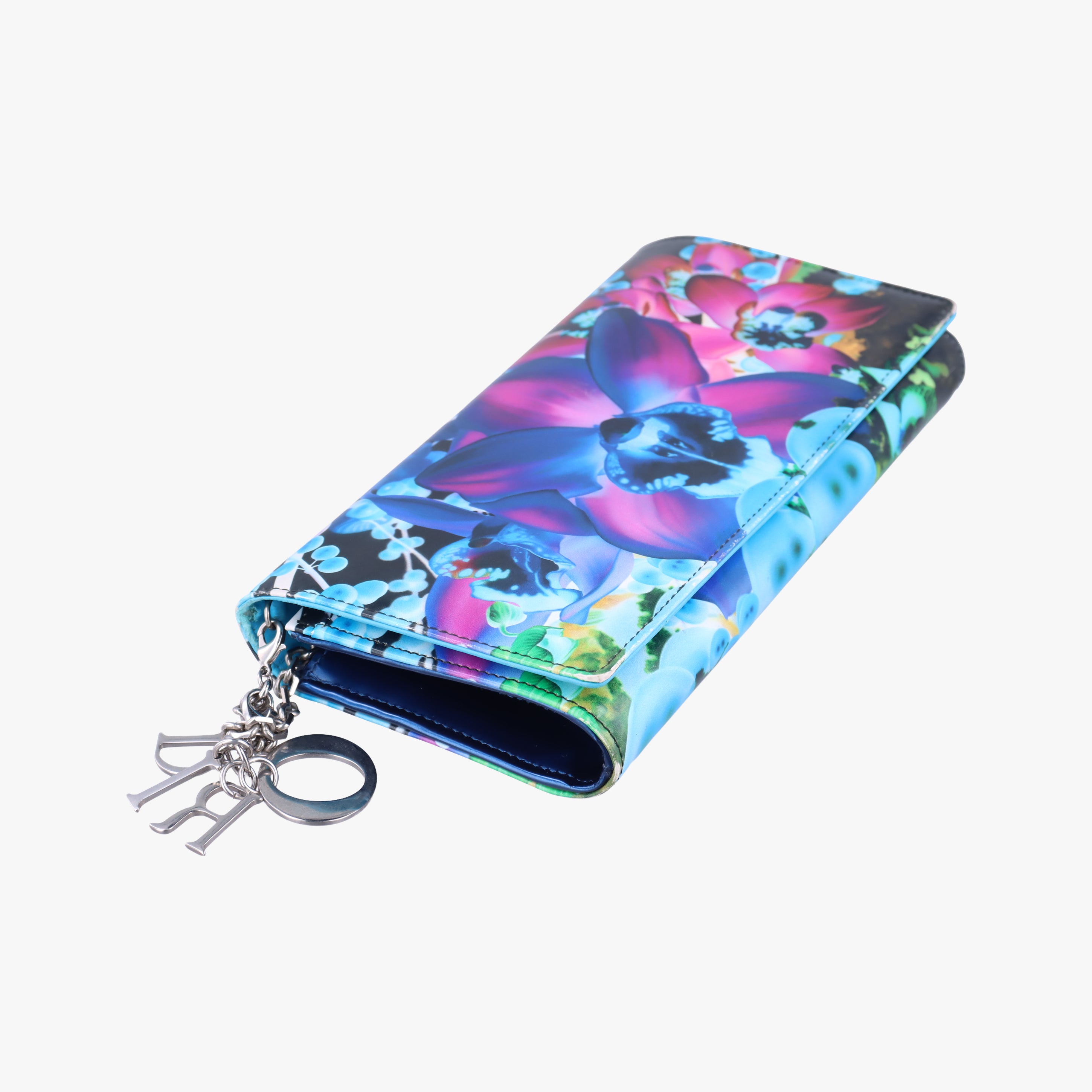 Pre-owned Christian Dior Lady Dior Wallet on Chain Marc Quinn Multicolour patent  shoulderbag | stylenewstar