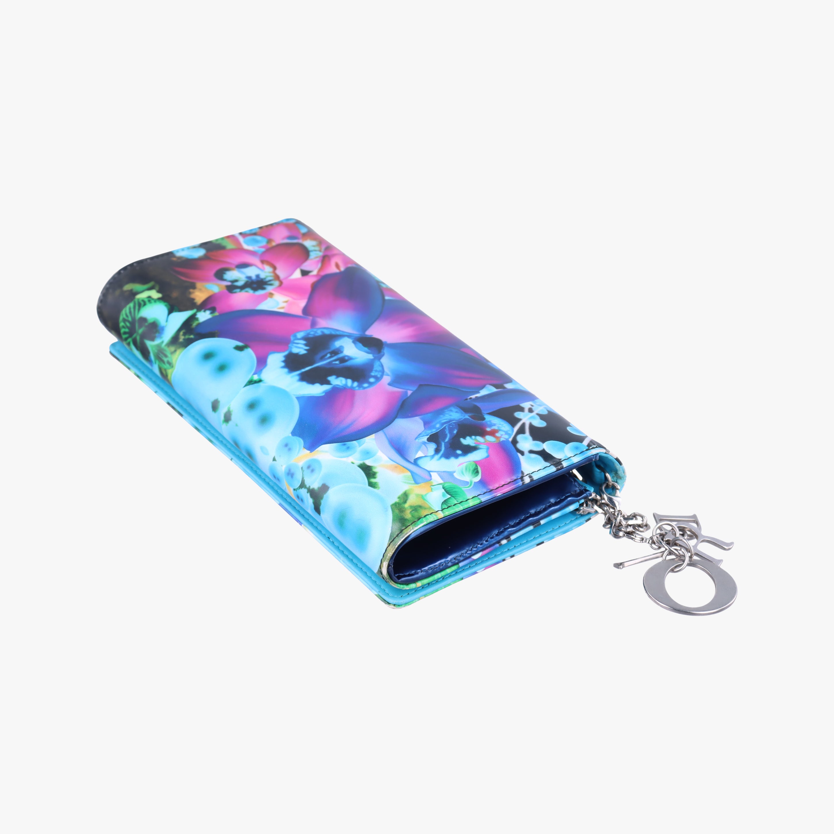Pre-owned Christian Dior Lady Dior Wallet on Chain Marc Quinn Multicolour patent  shoulderbag | stylenewstar