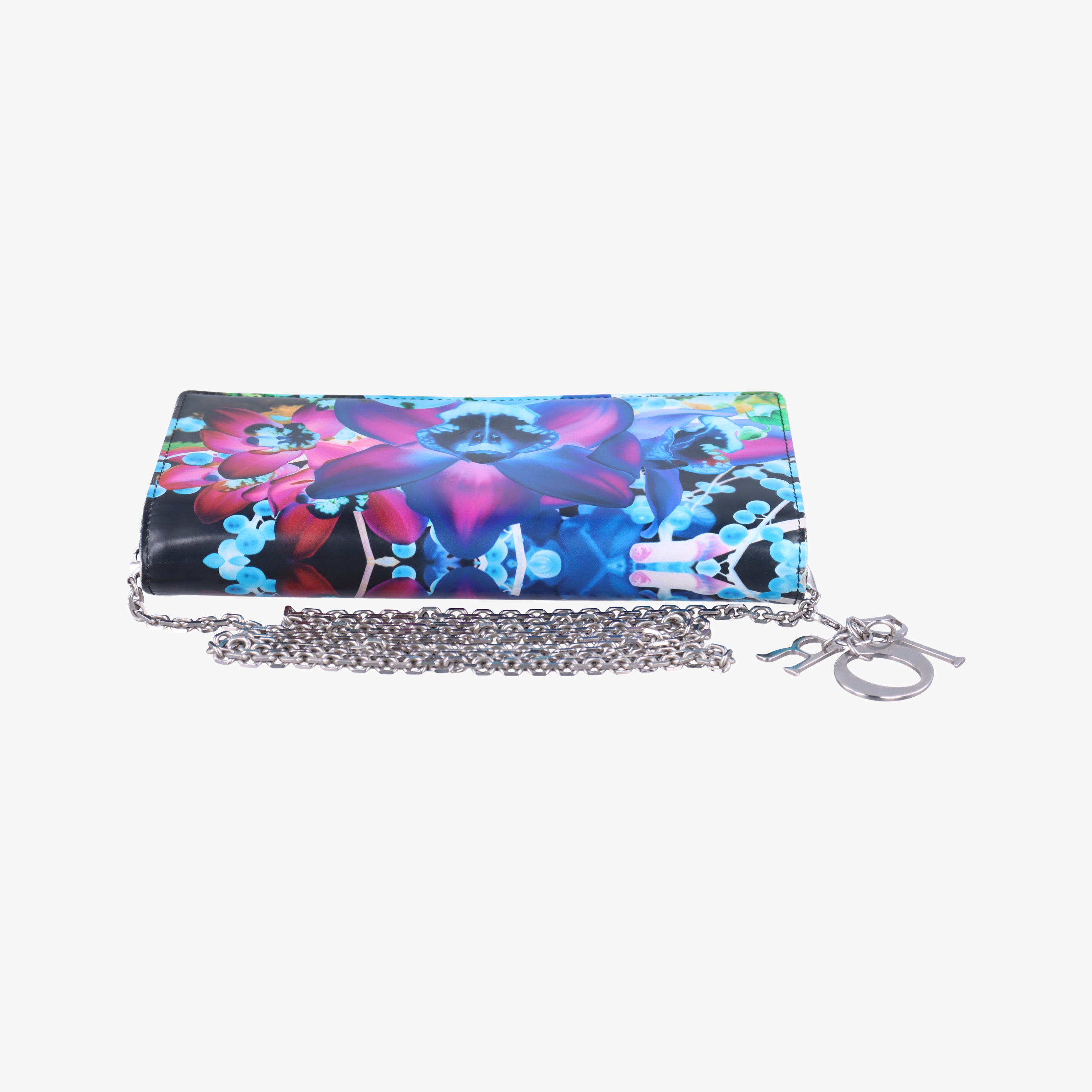 Pre-owned Christian Dior Lady Dior Wallet on Chain Marc Quinn Multicolour patent  shoulderbag | stylenewstar