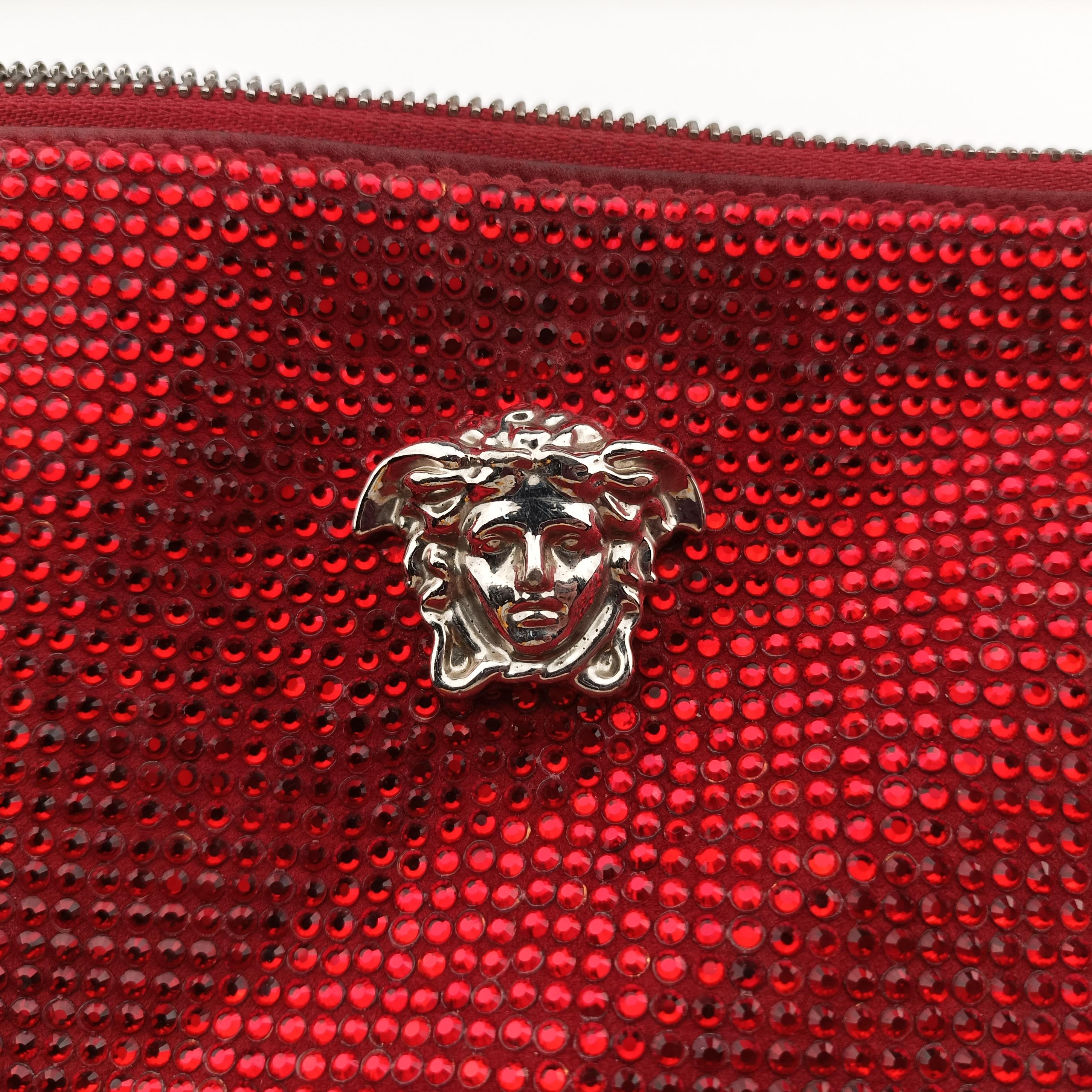 Pre-owned VERSACE medusa Burgundy leather  clutchbag | stylenewstar