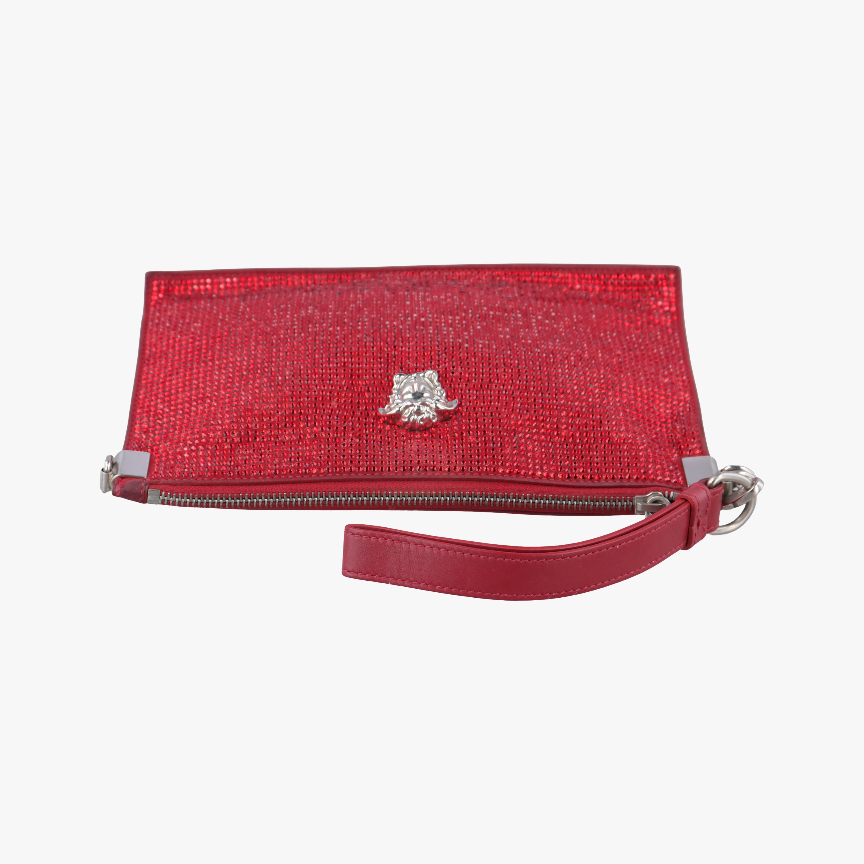 Pre-owned VERSACE medusa Burgundy leather  clutchbag | stylenewstar