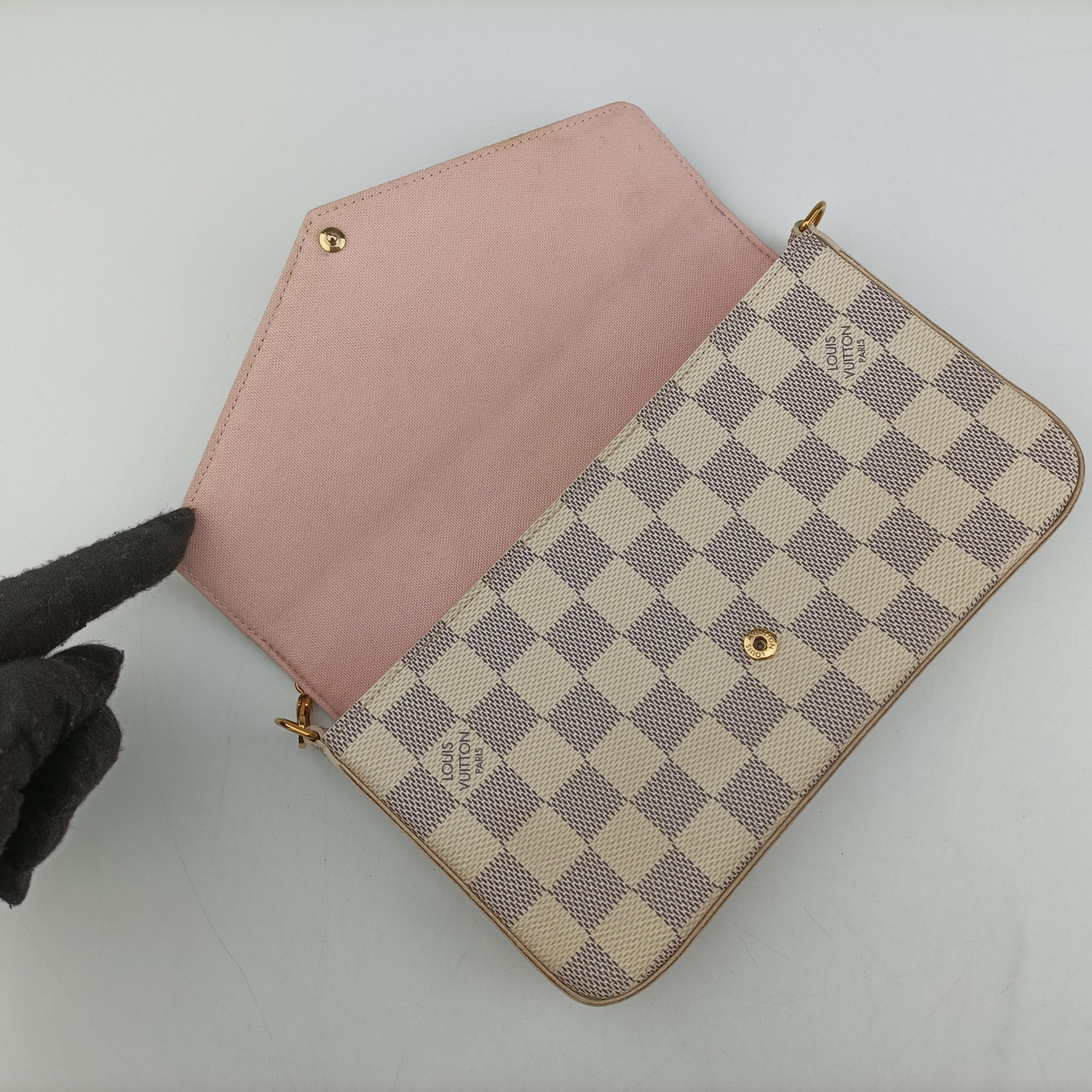 Pre-owned Louis Vuitton Pochette FeLICIE Azur Damier Canvas N63106 shoulderbag | stylenewstar