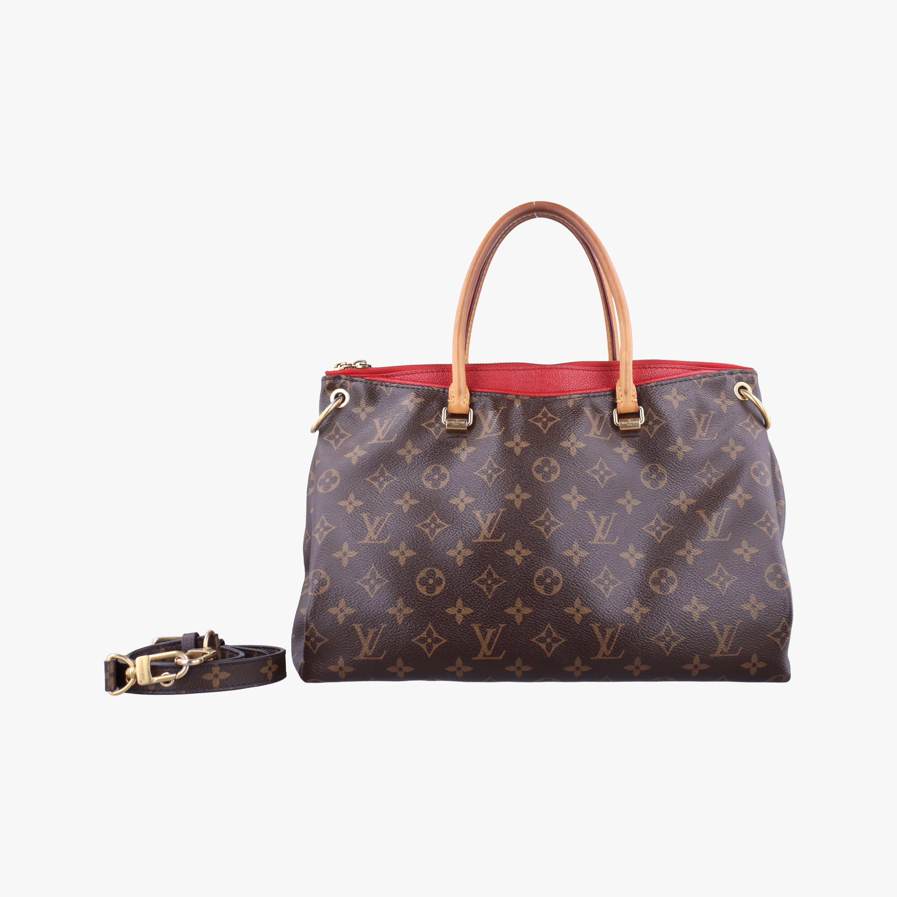 Vintage Louis Vuitton PALLAS Brown×CERISE Monogram Canvas×calf leather M41175 shoulderbag | stylenewstar