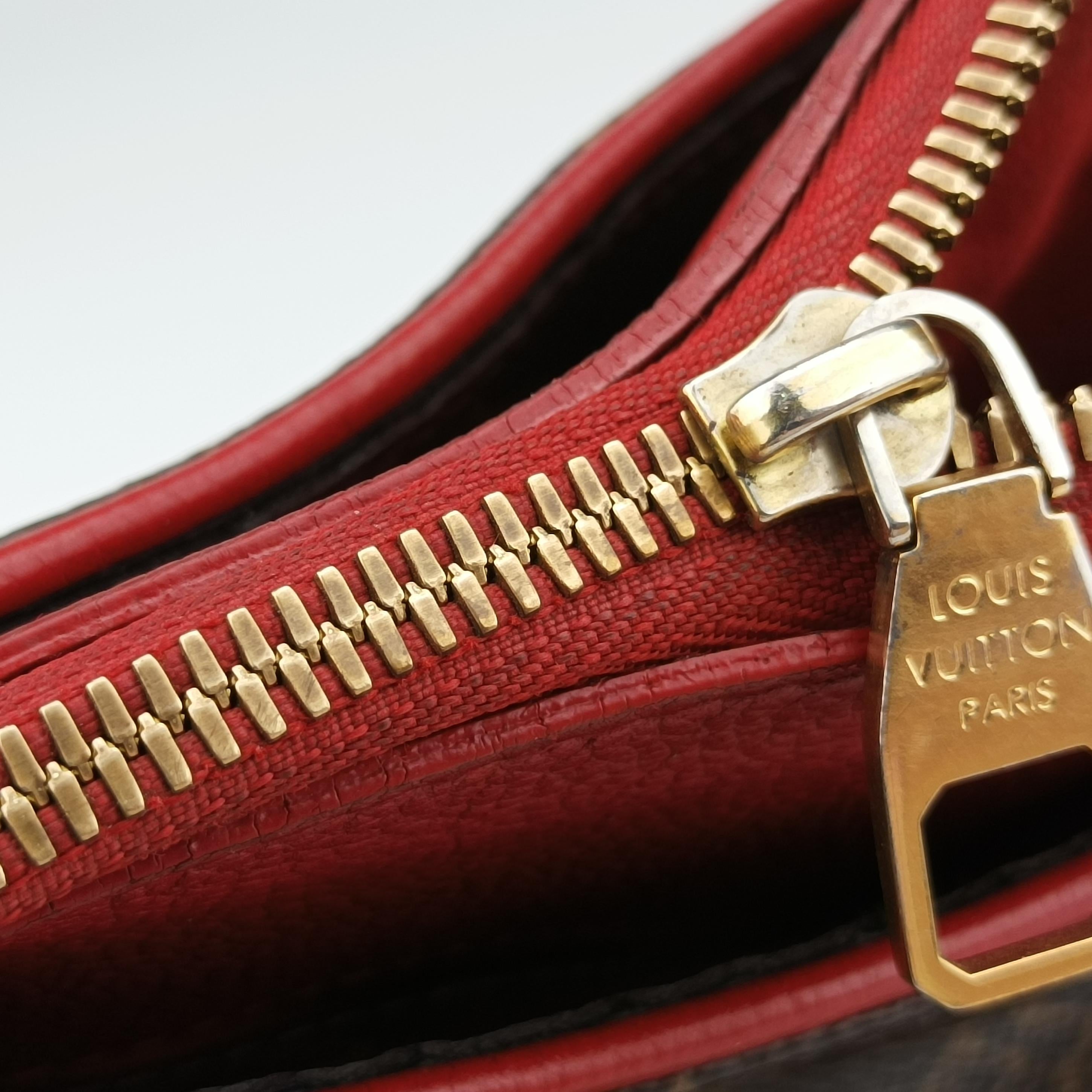 Vintage Louis Vuitton PALLAS Brown×CERISE Monogram Canvas×calf leather M41175 shoulderbag | stylenewstar