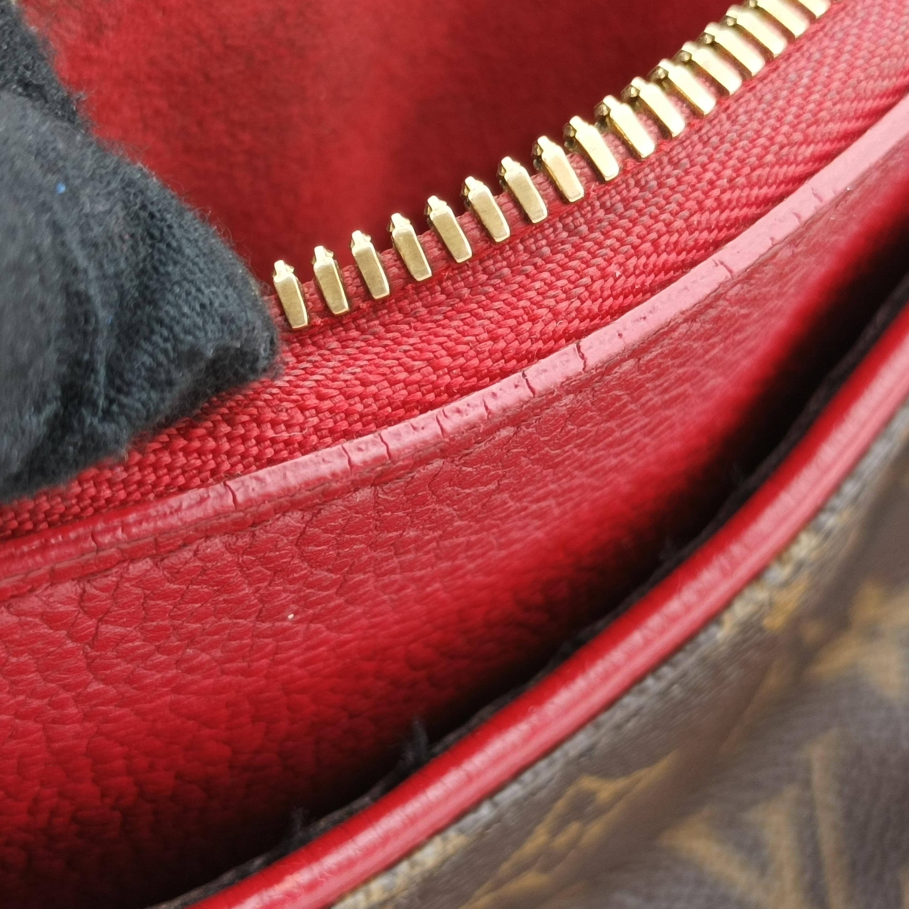Vintage Louis Vuitton PALLAS Brown×CERISE Monogram Canvas×calf leather M41175 shoulderbag | stylenewstar