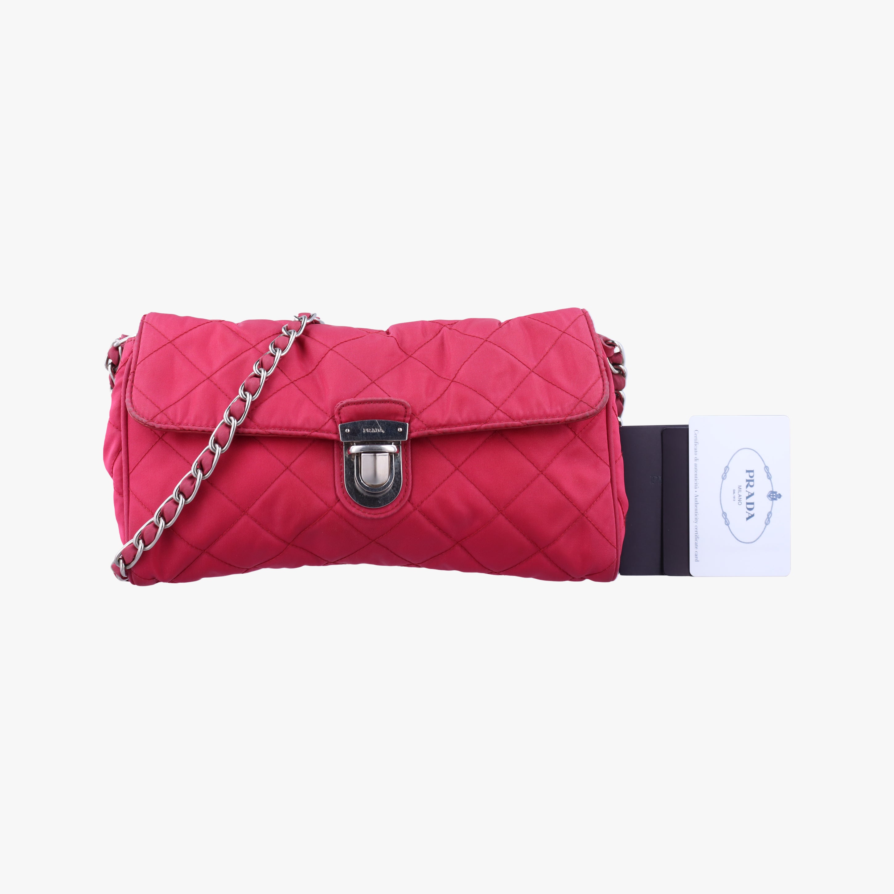 Secondhand Prada Quilted Pushlock Rose nylon BP0584 shoulderbag | stylenewstar