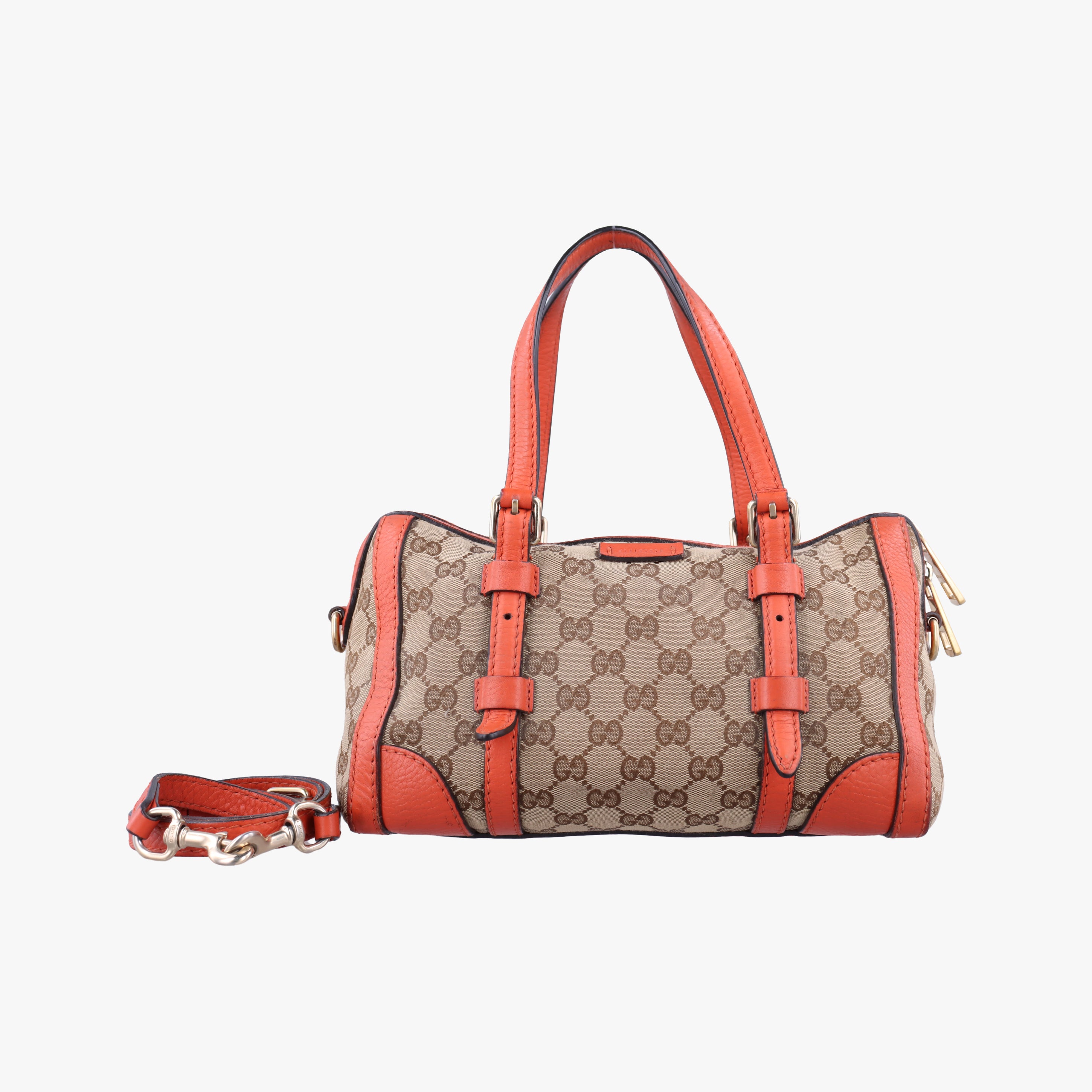 Vintage Gucci signature Top Handle Cellarius Ebony Beige×pink Leather×canvas 387601 shoulderbag | stylenewstar