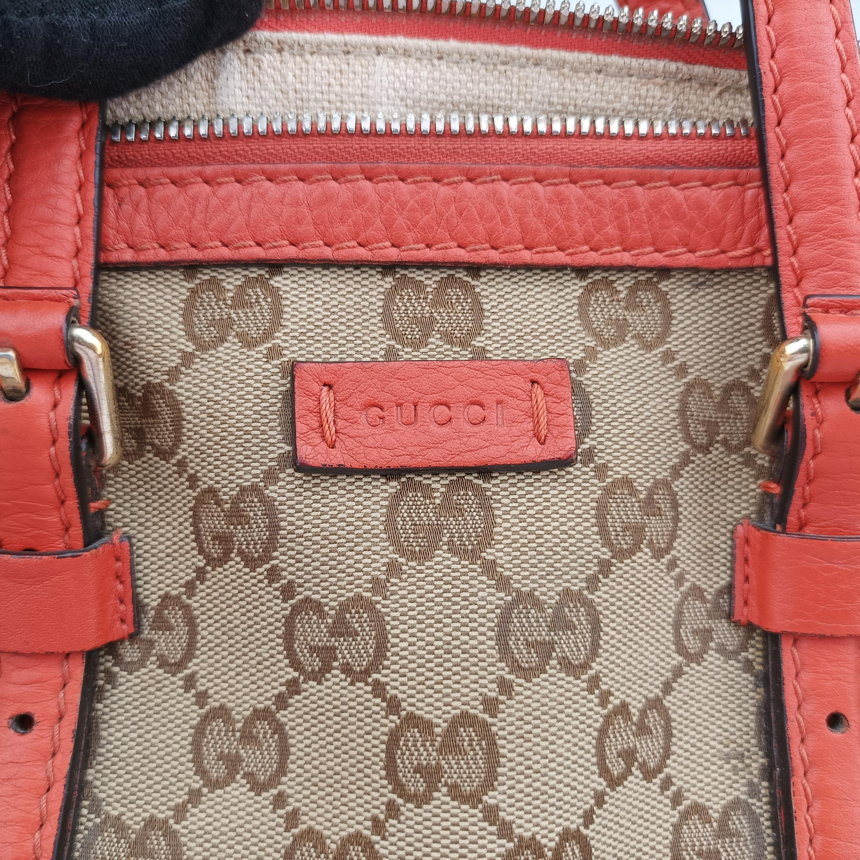 Vintage Gucci signature Top Handle Cellarius Ebony Beige×pink Leather×canvas 387601 shoulderbag | stylenewstar