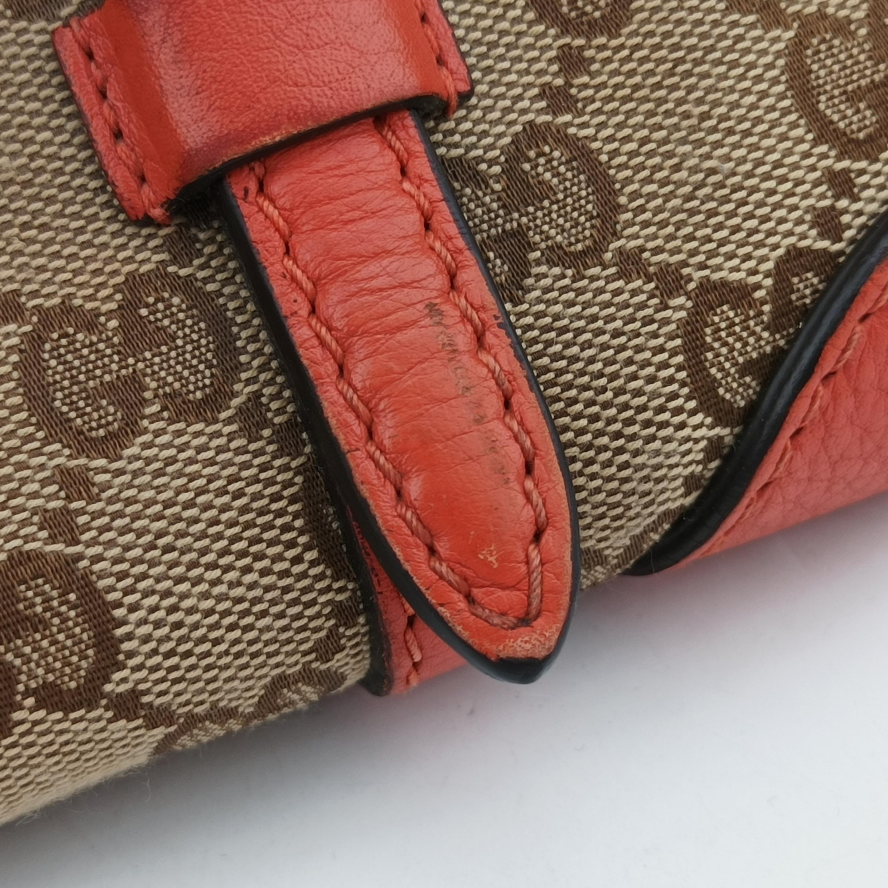 Vintage Gucci signature Top Handle Cellarius Ebony Beige×pink Leather×canvas 387601 shoulderbag | stylenewstar