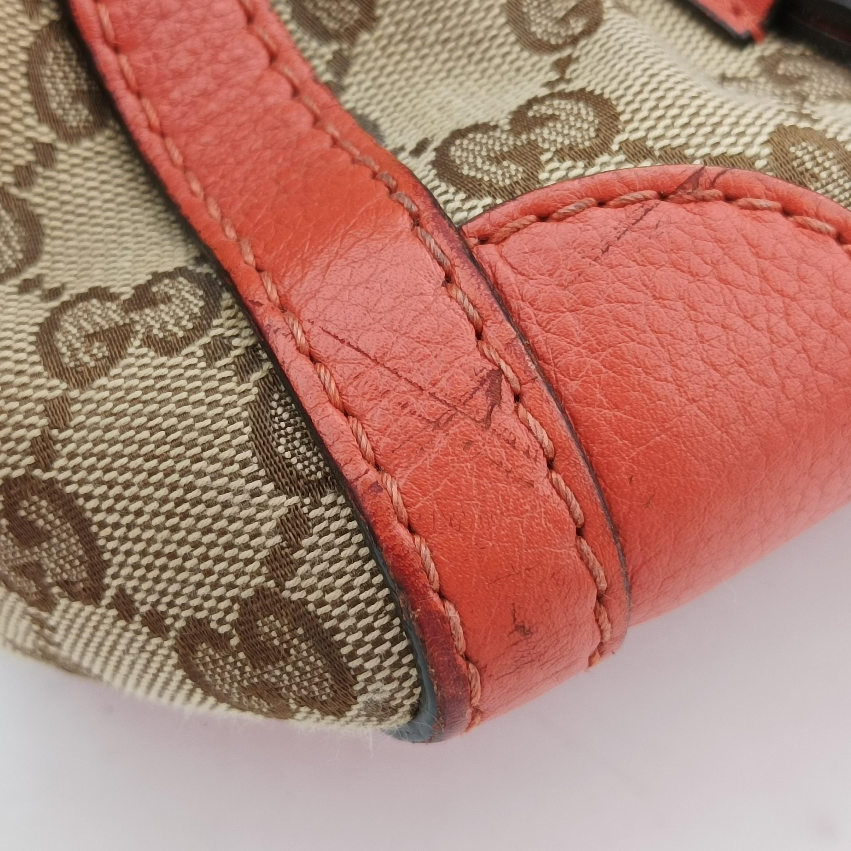 Vintage Gucci signature Top Handle Cellarius Ebony Beige×pink Leather×canvas 387601 shoulderbag | stylenewstar