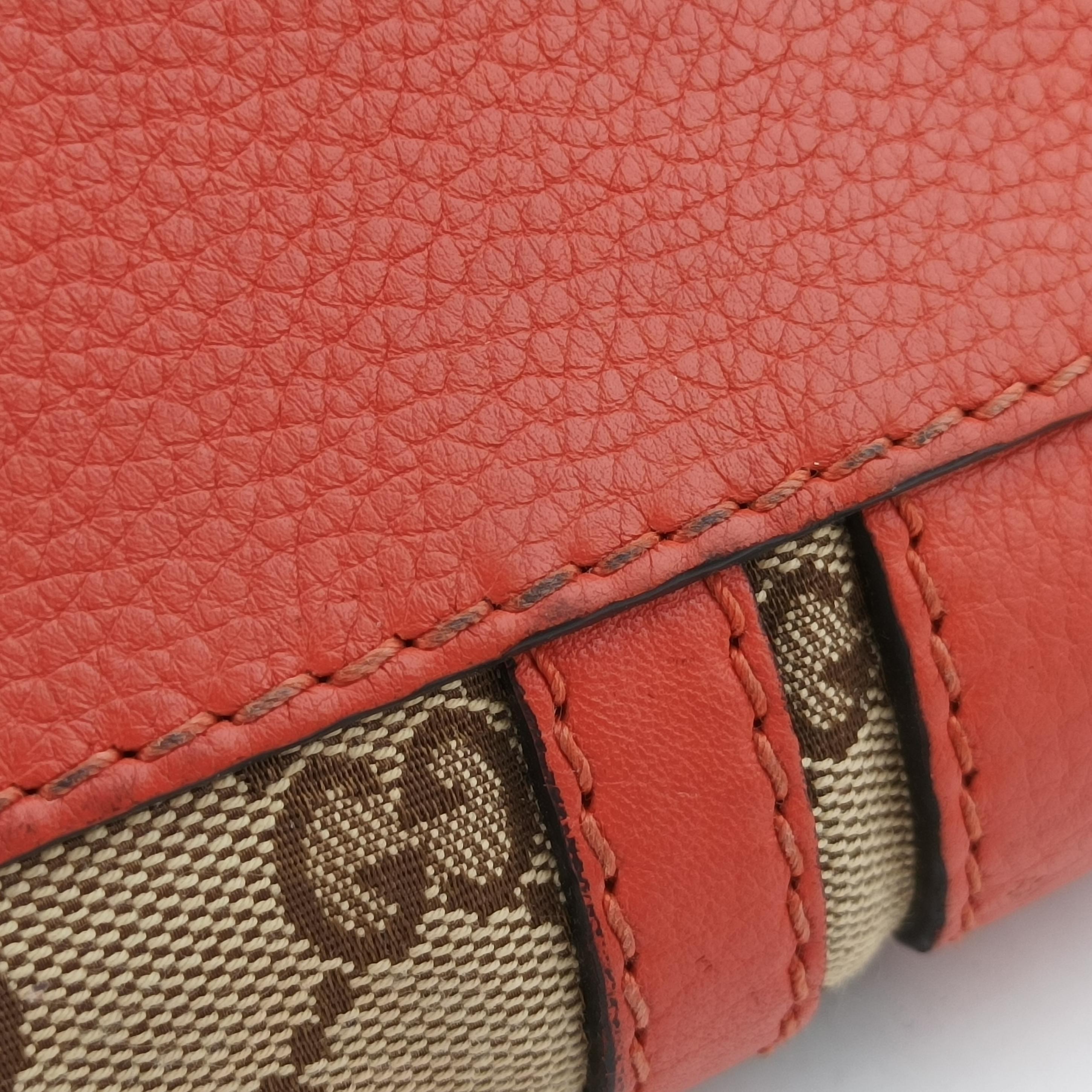 Vintage Gucci signature Top Handle Cellarius Ebony Beige×pink Leather×canvas 387601 shoulderbag | stylenewstar