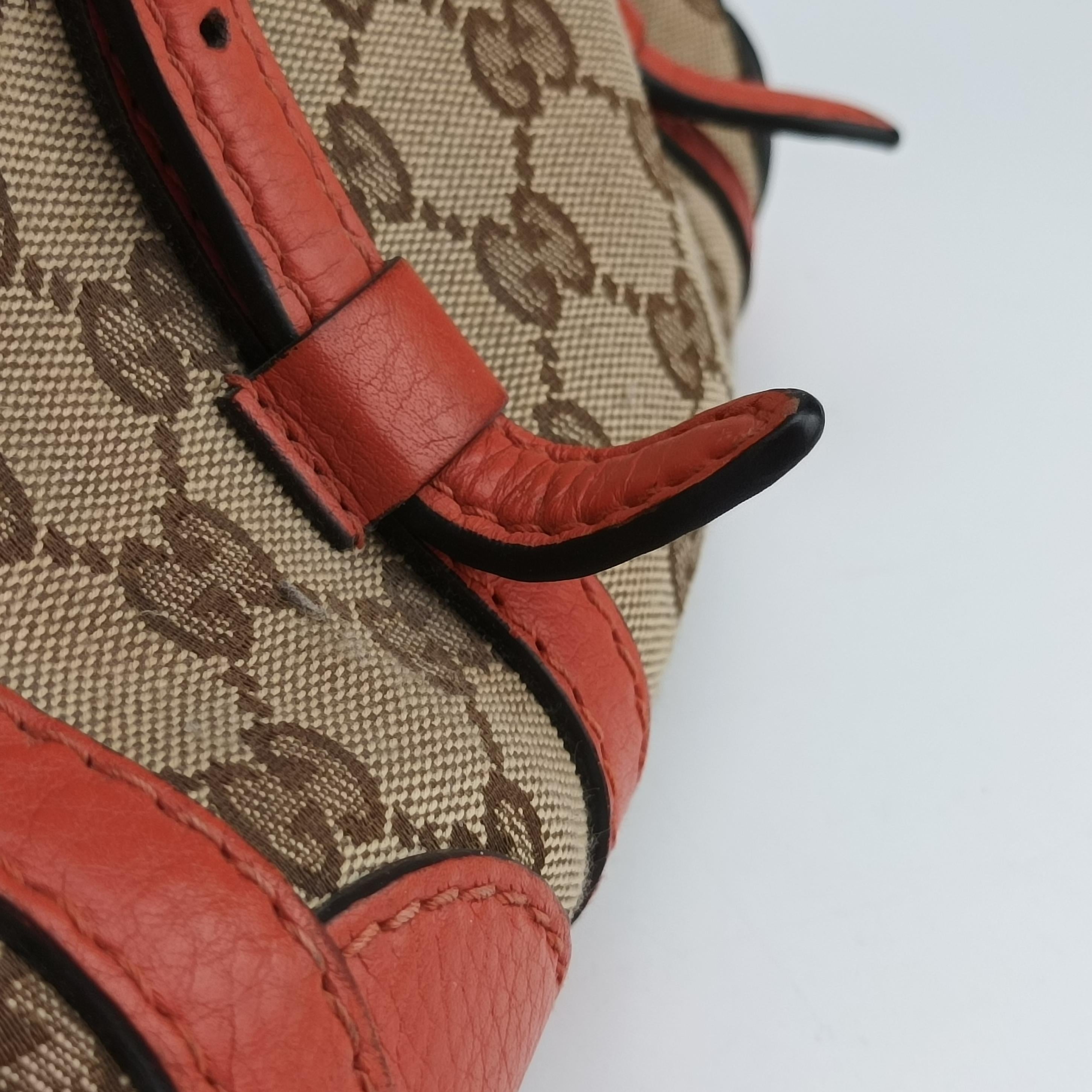 Vintage Gucci signature Top Handle Cellarius Ebony Beige×pink Leather×canvas 387601 shoulderbag | stylenewstar