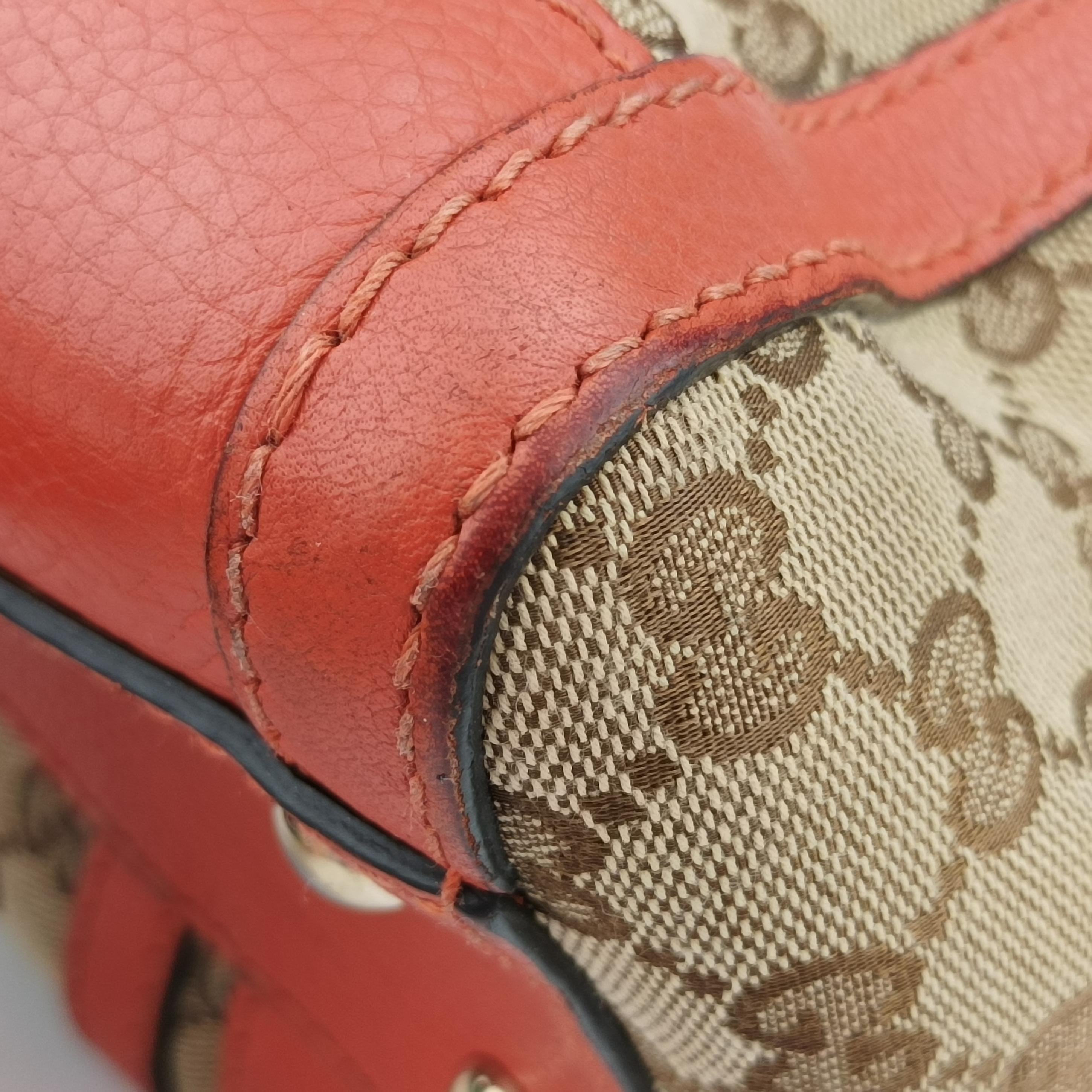 Vintage Gucci signature Top Handle Cellarius Ebony Beige×pink Leather×canvas 387601 shoulderbag | stylenewstar