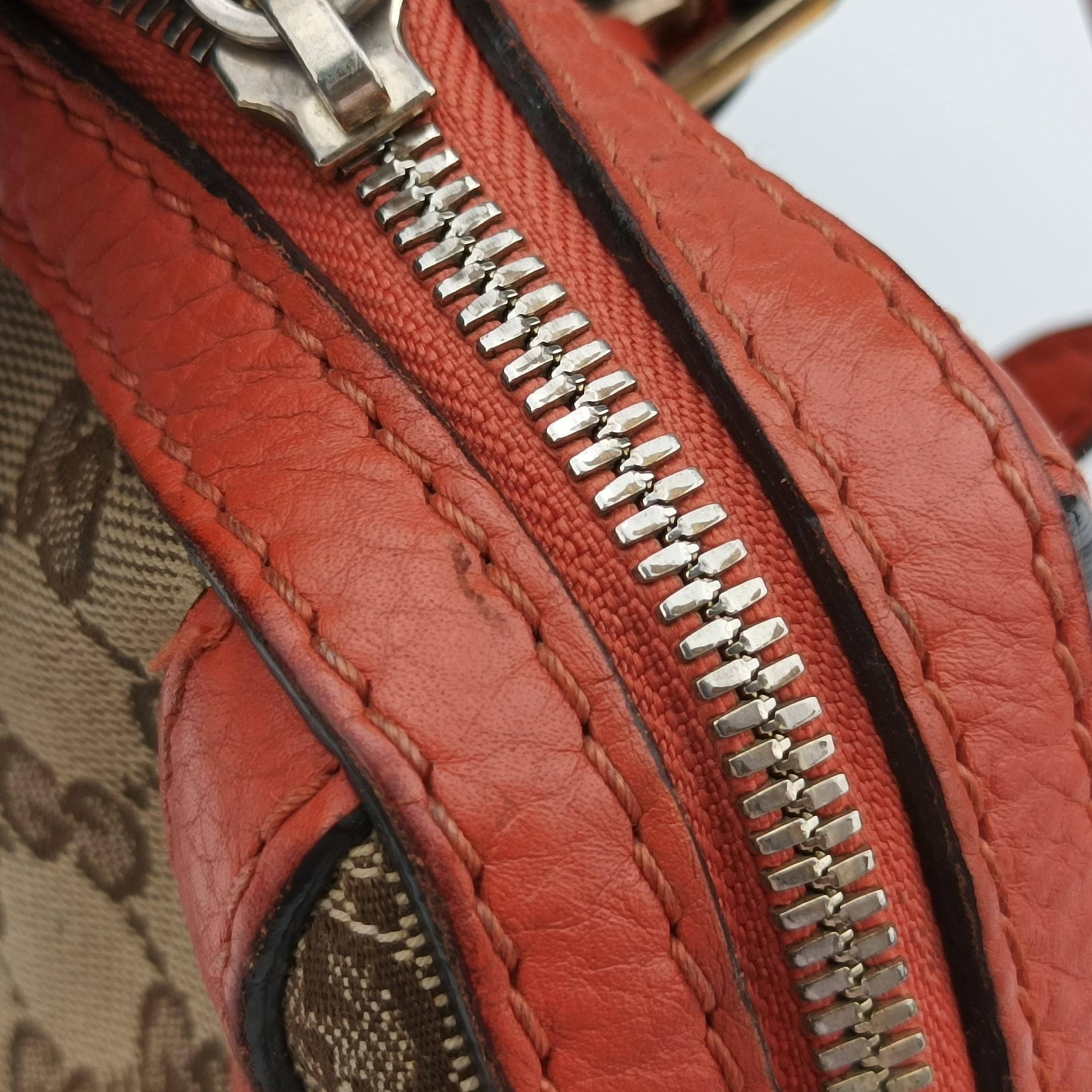 Vintage Gucci signature Top Handle Cellarius Ebony Beige×pink Leather×canvas 387601 shoulderbag | stylenewstar