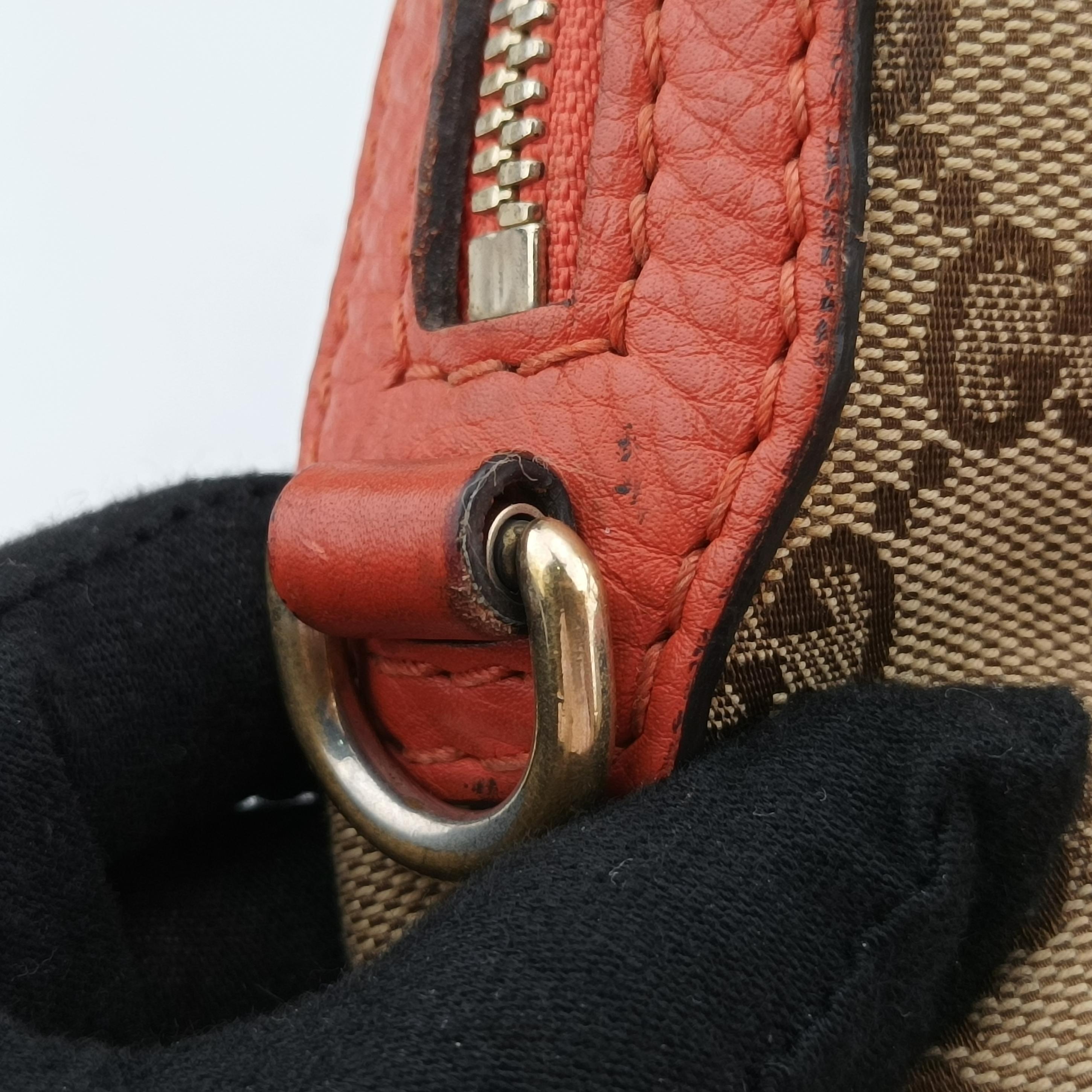 Vintage Gucci signature Top Handle Cellarius Ebony Beige×pink Leather×canvas 387601 shoulderbag | stylenewstar
