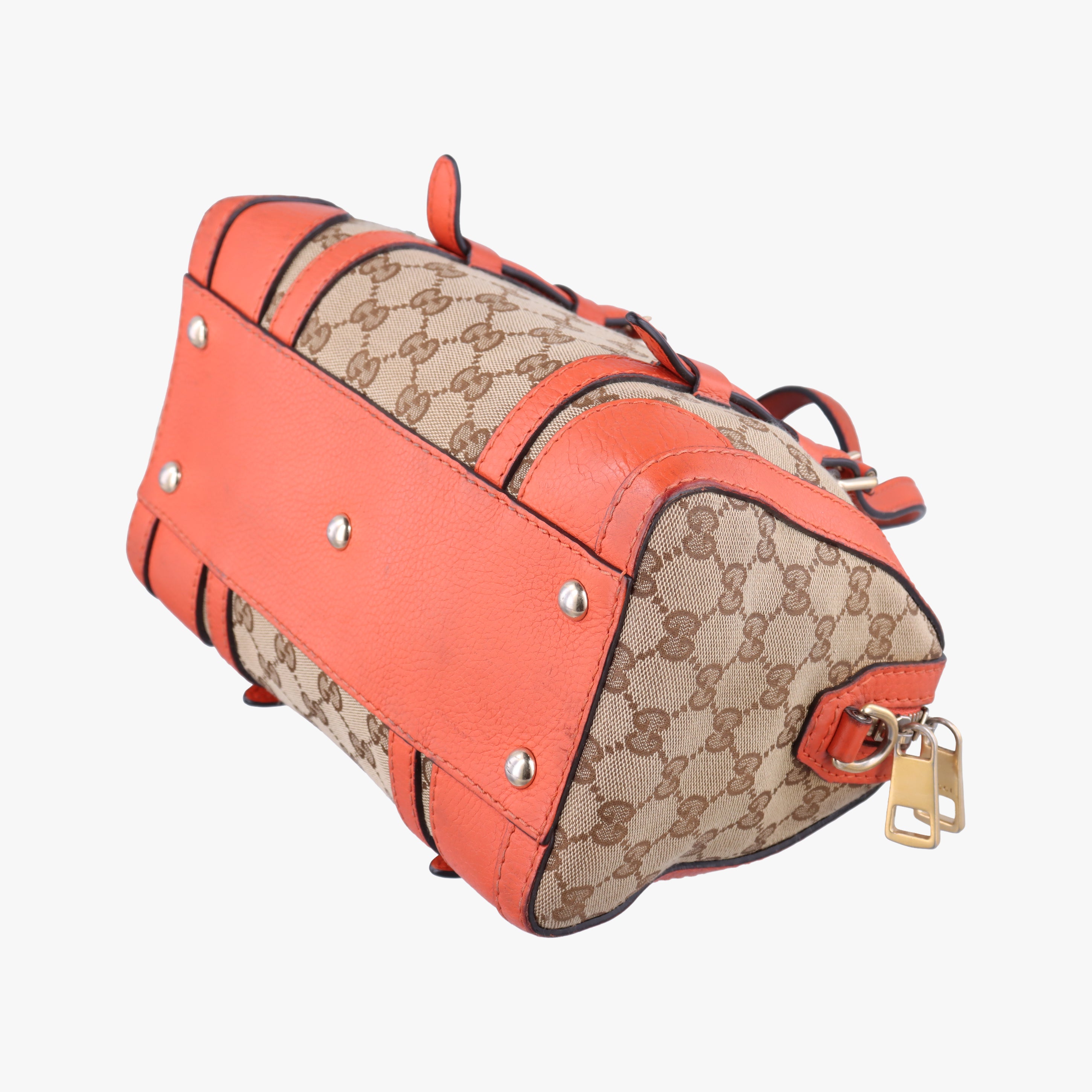 Vintage Gucci signature Top Handle Cellarius Ebony Beige×pink Leather×canvas 387601 shoulderbag | stylenewstar