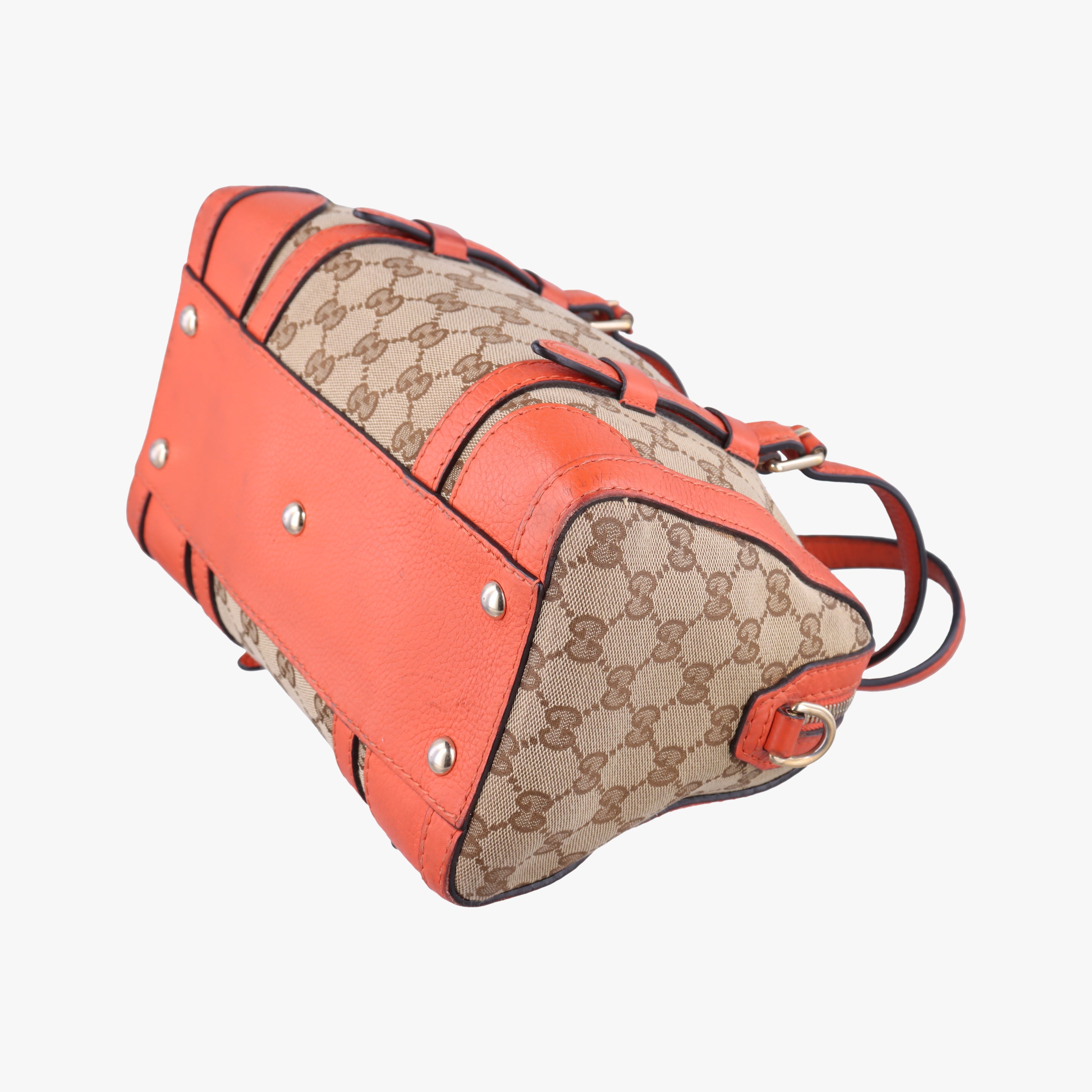 Vintage Gucci signature Top Handle Cellarius Ebony Beige×pink Leather×canvas 387601 shoulderbag | stylenewstar