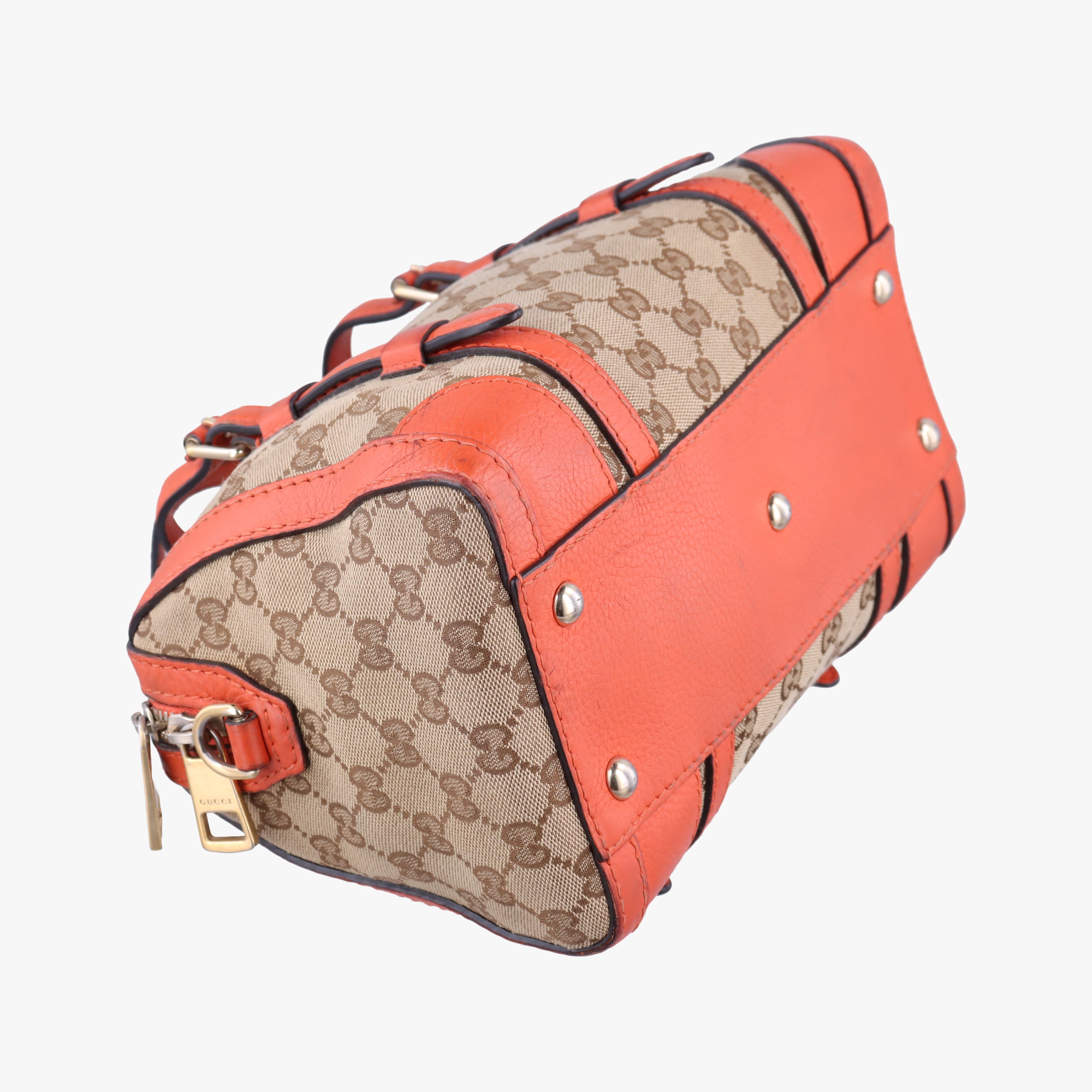 Vintage Gucci signature Top Handle Cellarius Ebony Beige×pink Leather×canvas 387601 shoulderbag | stylenewstar
