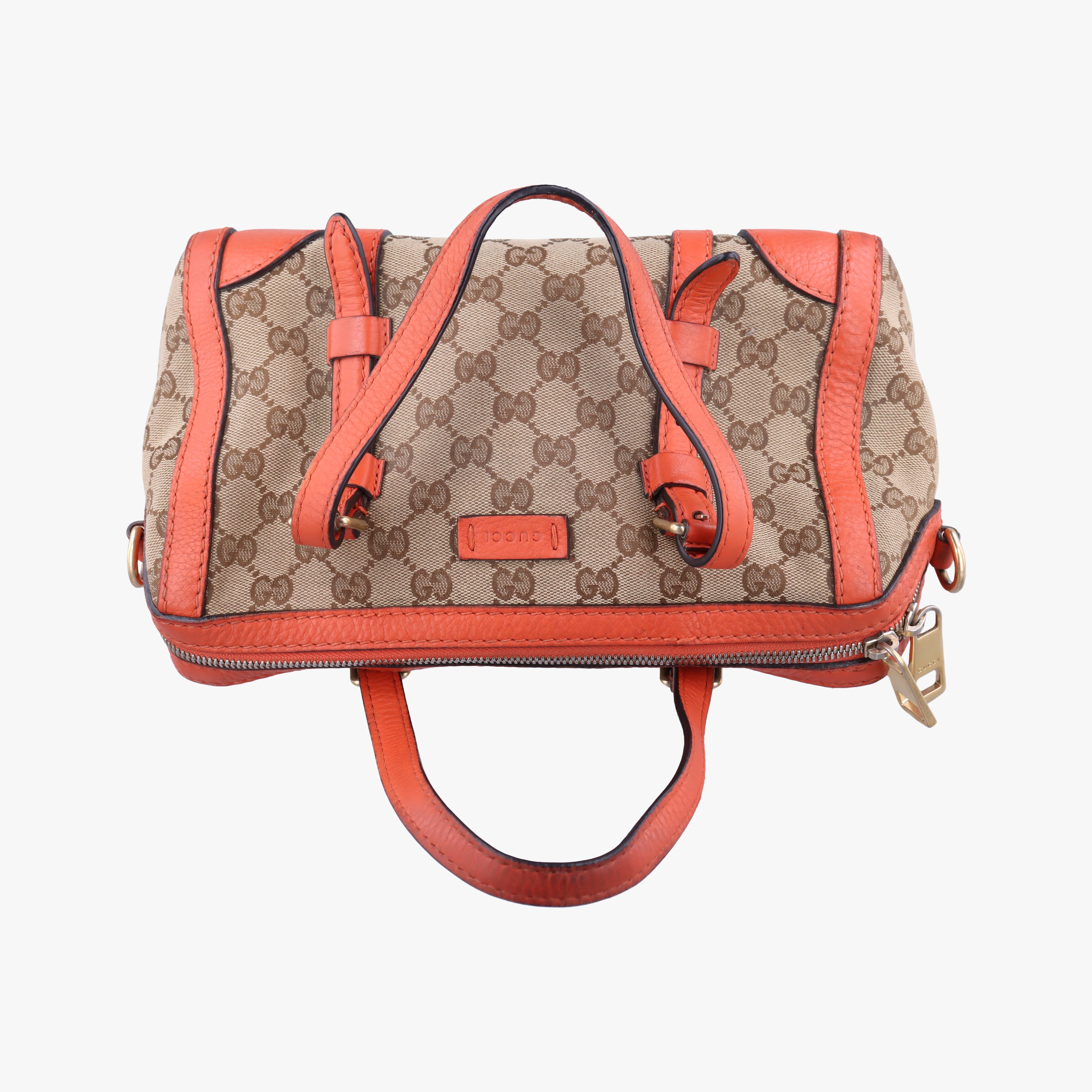 Vintage Gucci signature Top Handle Cellarius Ebony Beige×pink Leather×canvas 387601 shoulderbag | stylenewstar