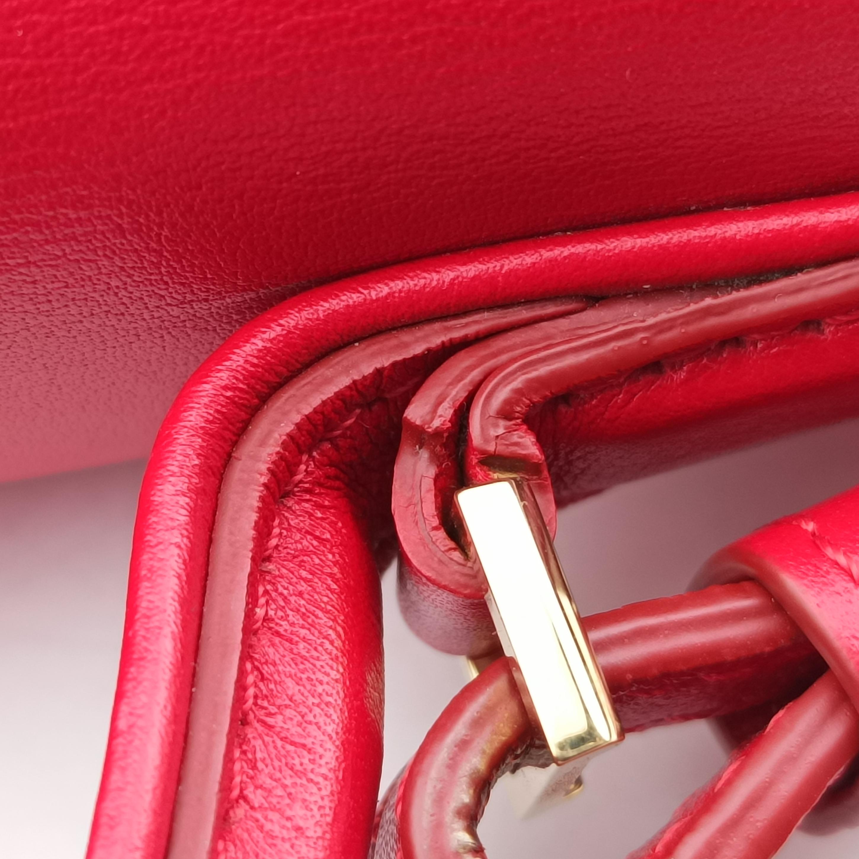 Secondhand Delvaux Tan pete Red Leather  shoulderbag | stylenewstar