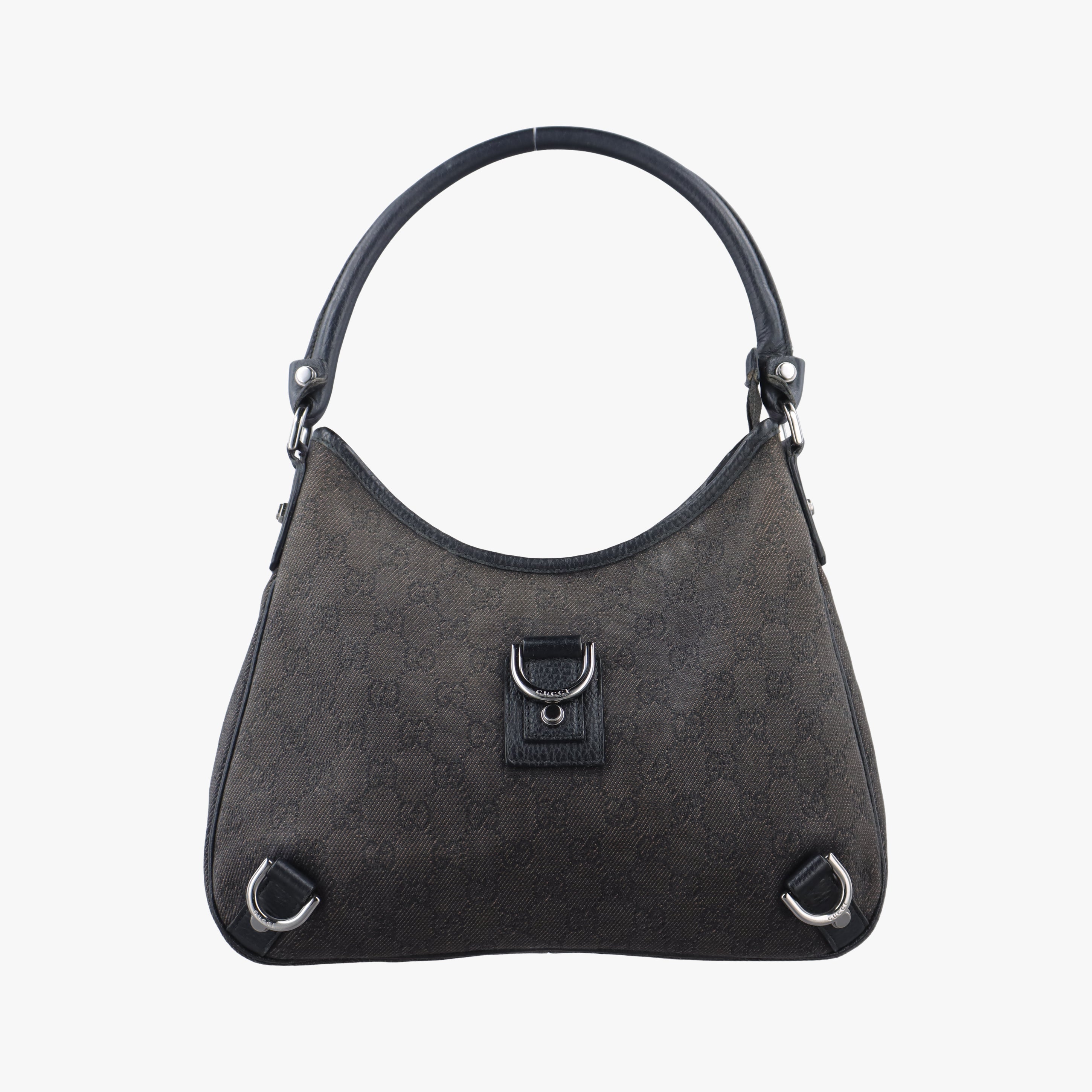 Pre-owned Gucci Guccissima Abby Grey Leather × GG Canvas 268637 shoulderbag | stylenewstar