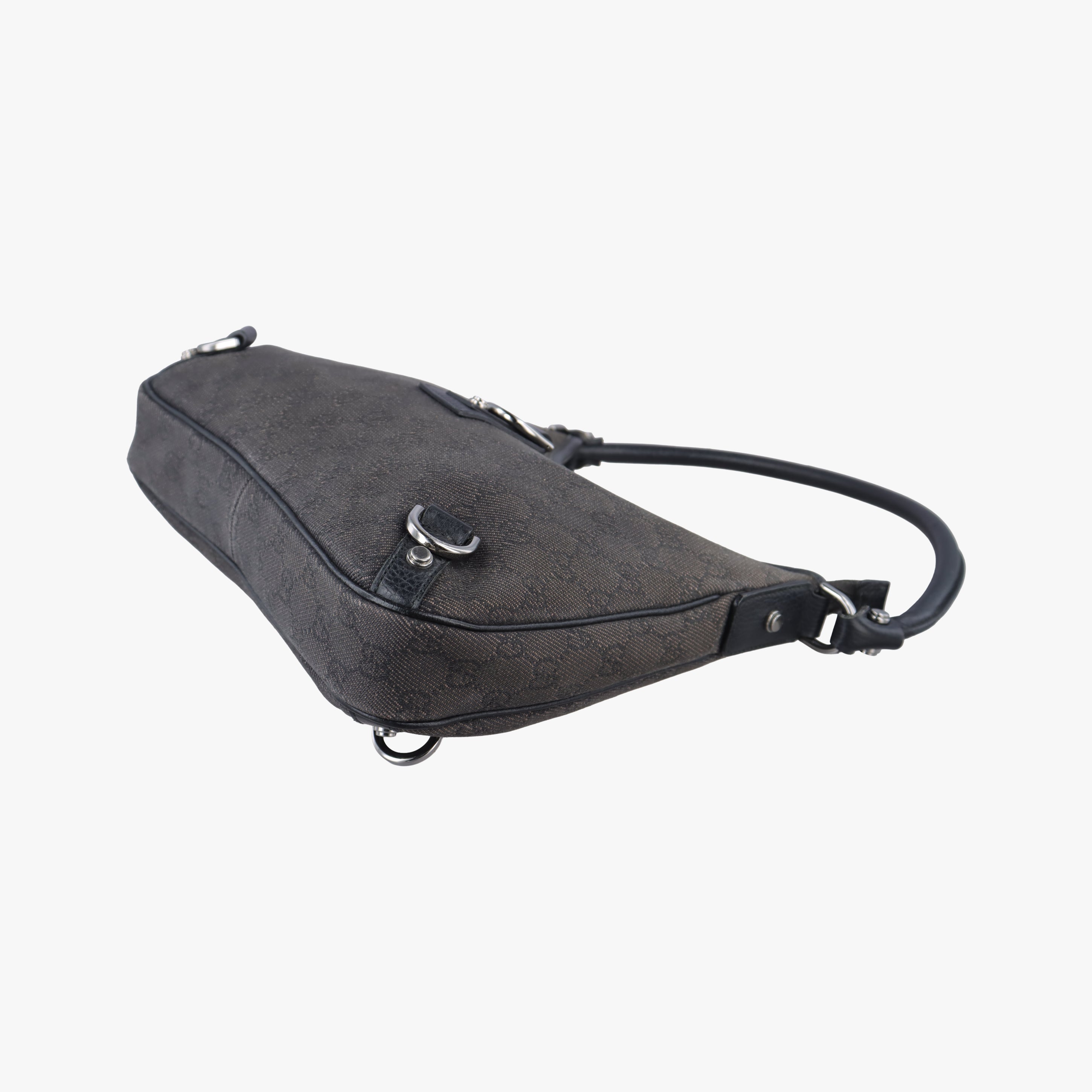 Pre-owned Gucci Guccissima Abby Grey Leather × GG Canvas 268637 shoulderbag | stylenewstar