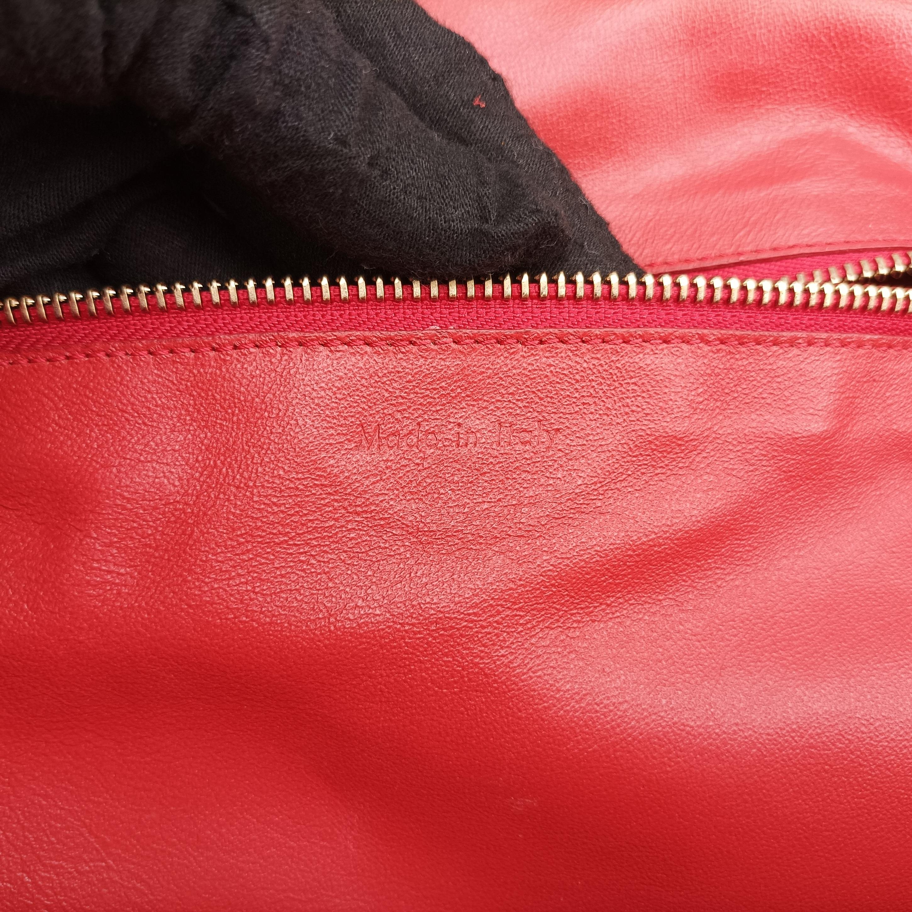 Vintage Celine Luggage Mini Shopper Red Leather  handbag | stylenewstar