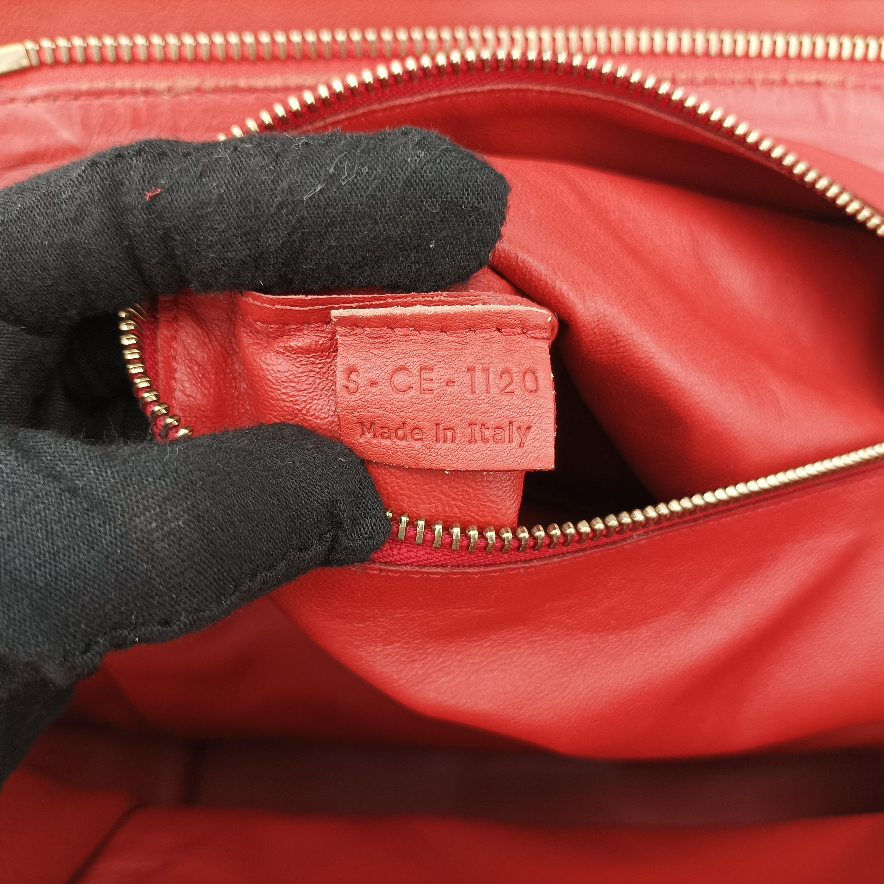 Vintage Celine Luggage Mini Shopper Red Leather  handbag | stylenewstar