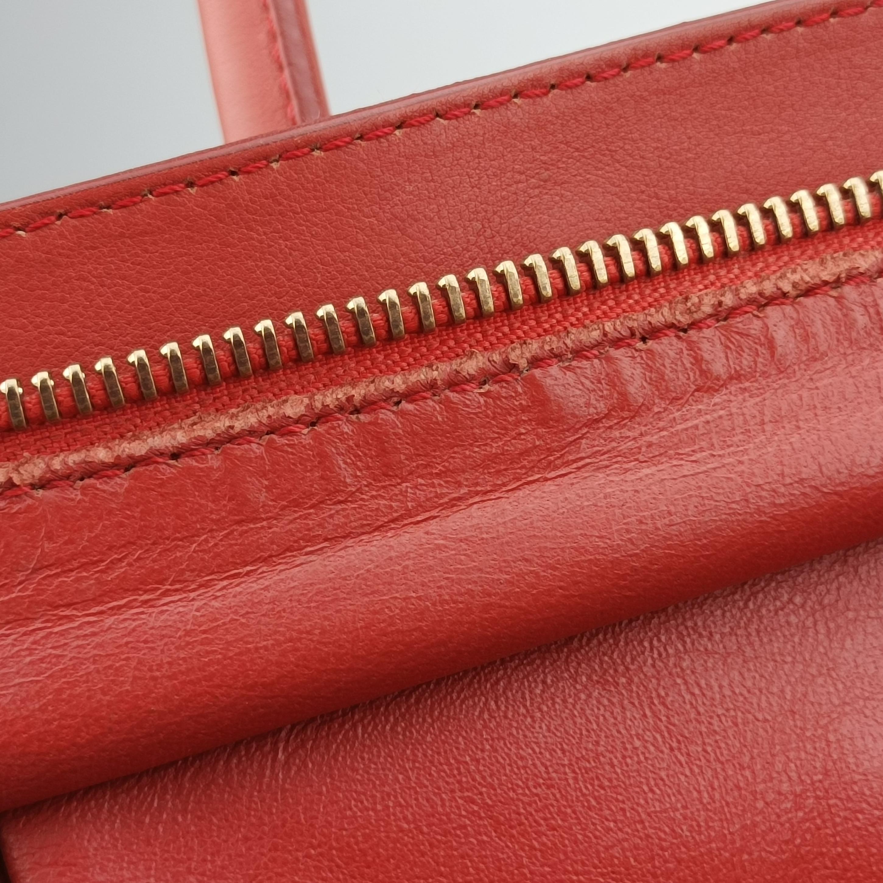 Vintage Celine Luggage Mini Shopper Red Leather  handbag | stylenewstar