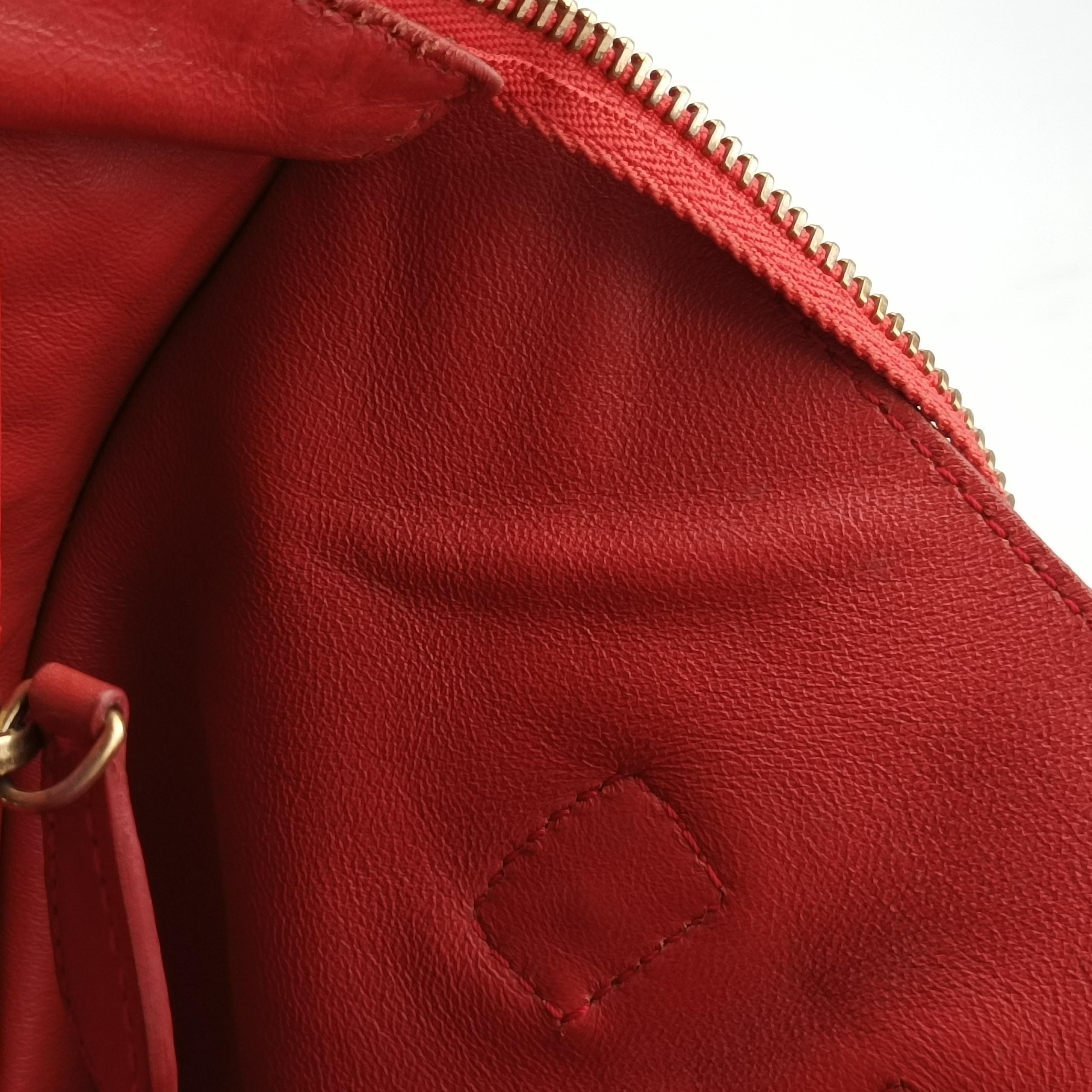Vintage Celine Luggage Mini Shopper Red Leather  handbag | stylenewstar