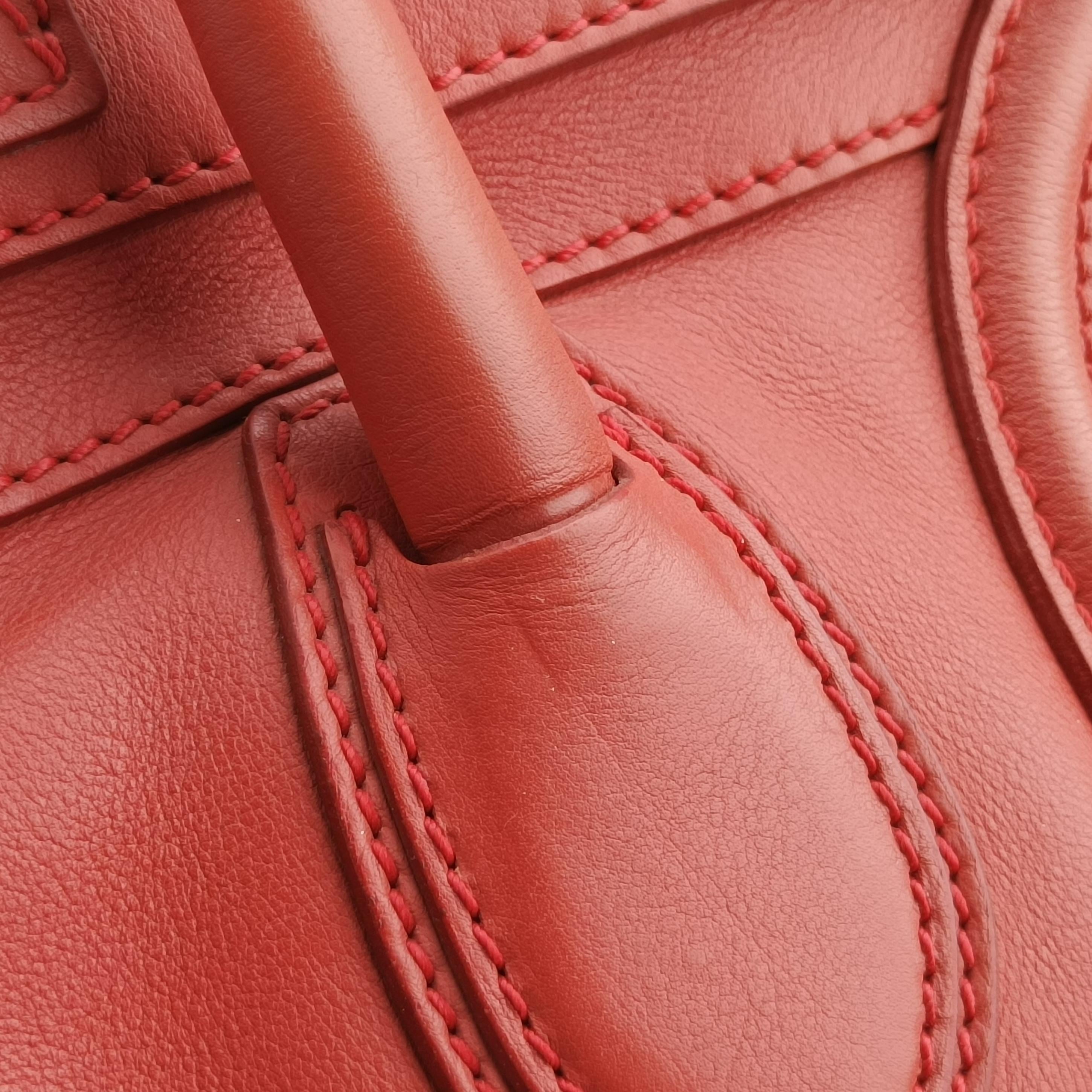 Vintage Celine Luggage Mini Shopper Red Leather  handbag | stylenewstar