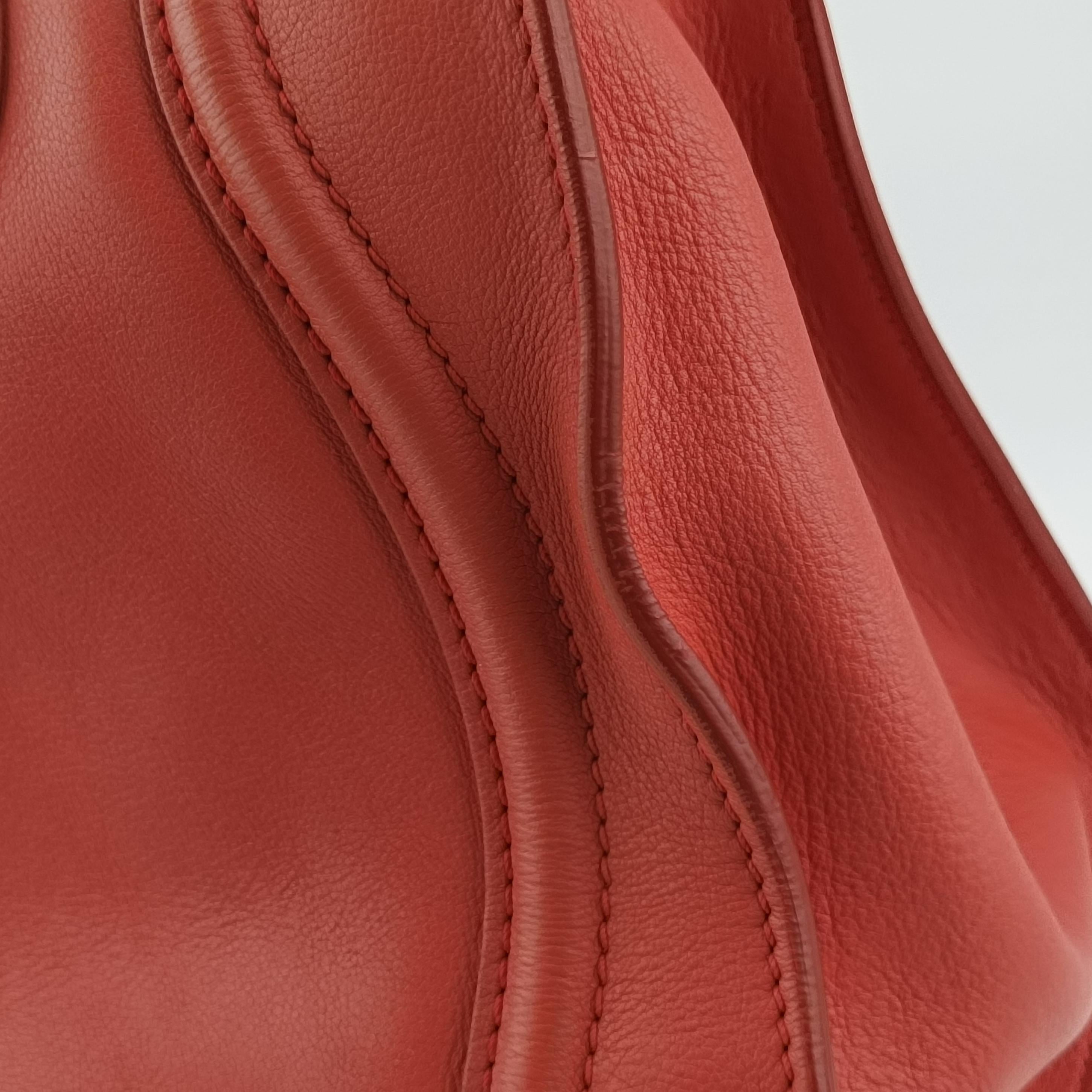 Vintage Celine Luggage Mini Shopper Red Leather  handbag | stylenewstar